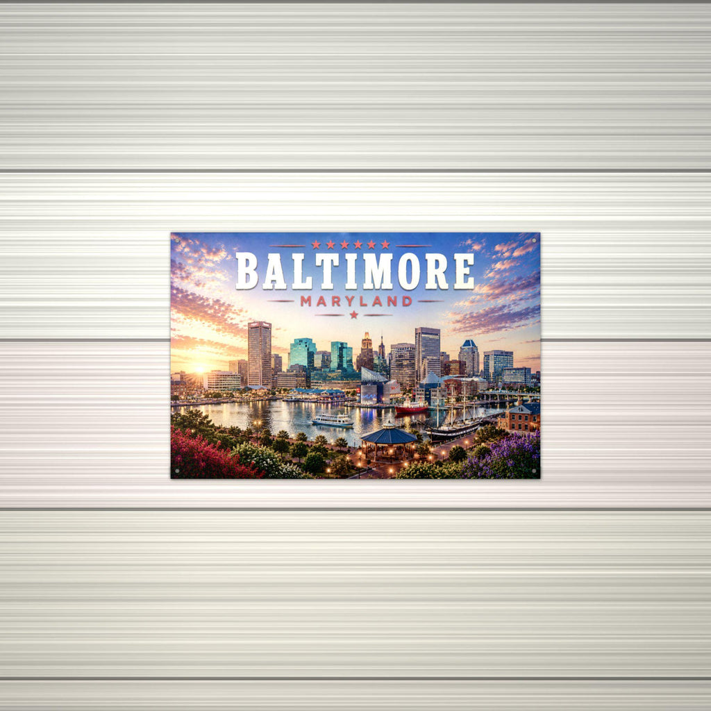 Baltimore Skyline Metal Sign Aluminum Sign — alternate angle