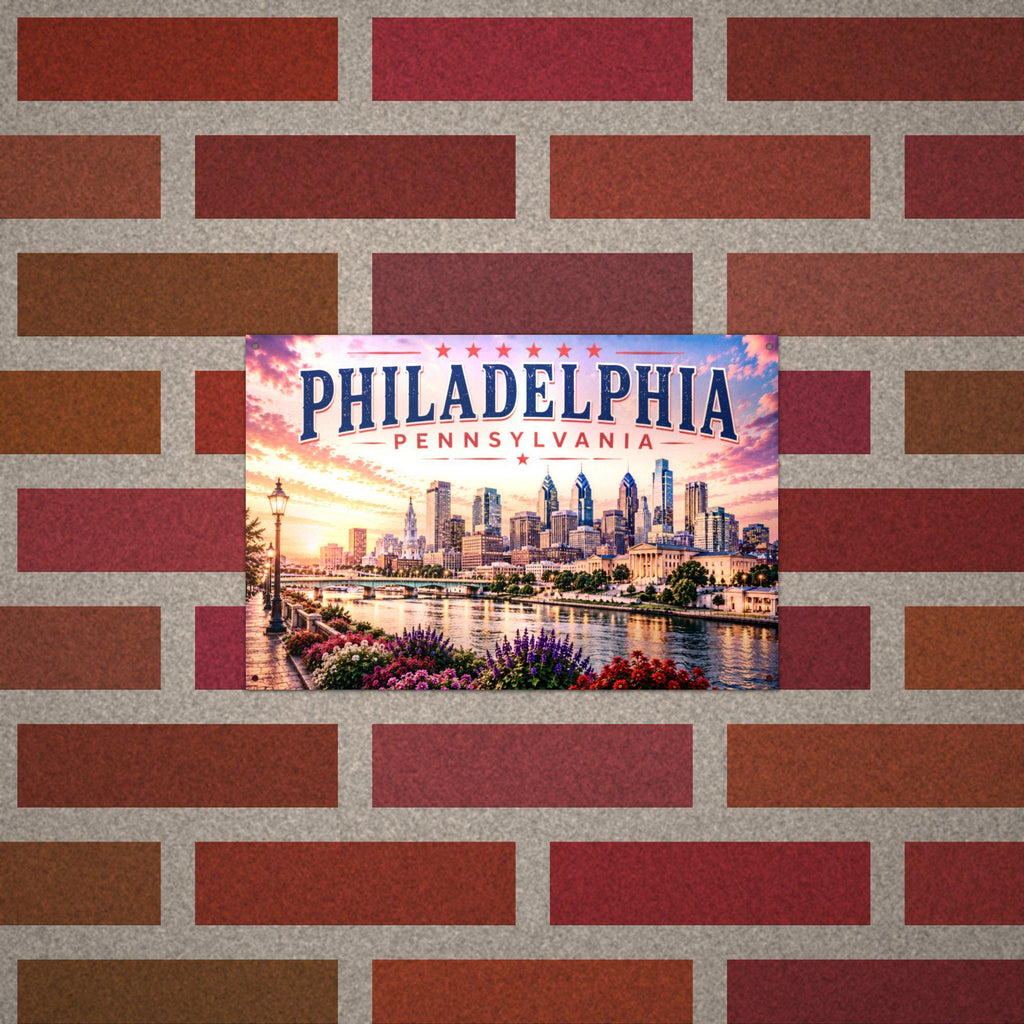 Philadelphia Skyline Metal Sign Aluminum Sign — lifestyle setting