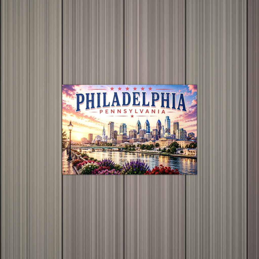 Philadelphia Skyline Metal Sign Aluminum Sign — alternate angle