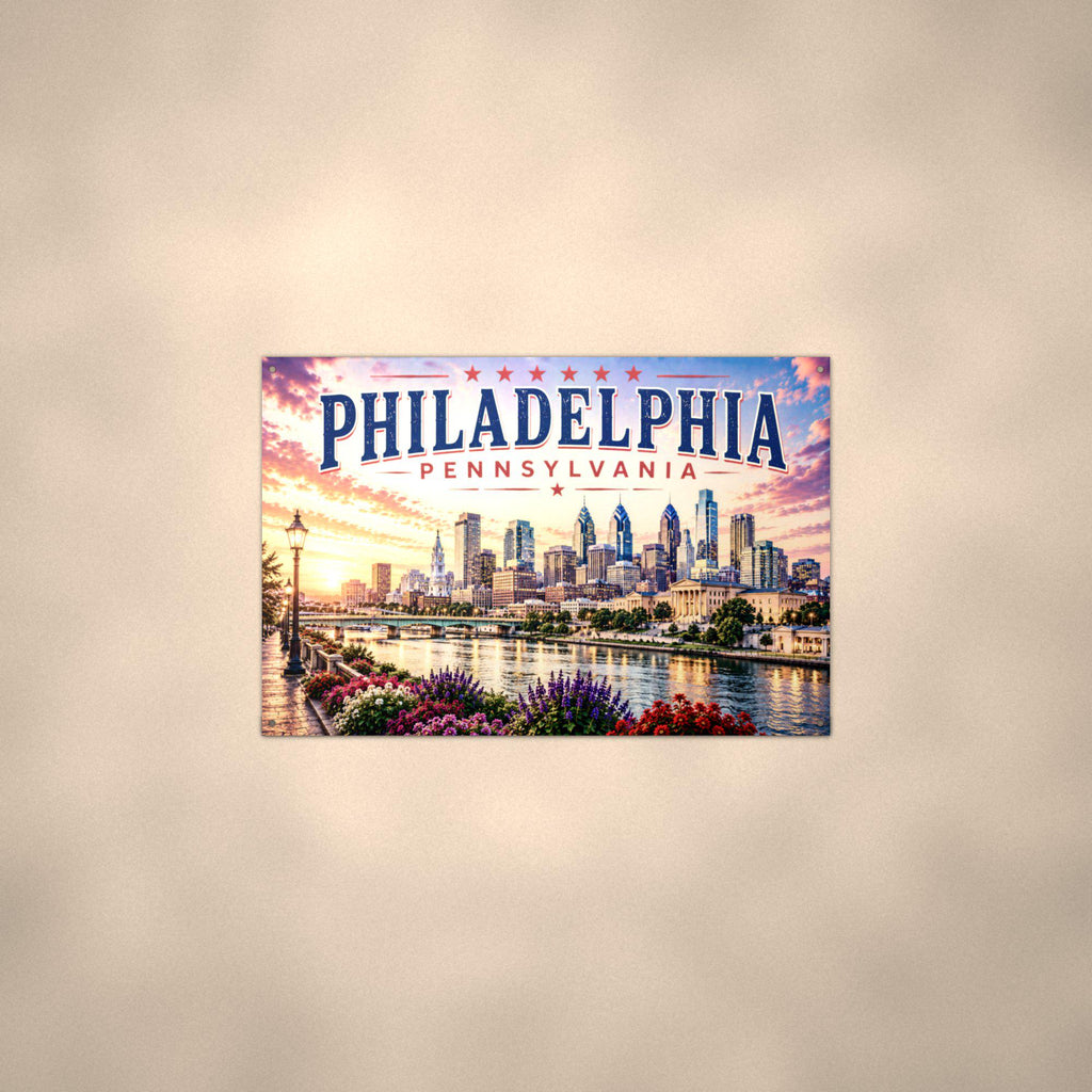 Philadelphia Skyline Metal Sign Aluminum Sign — alternate angle