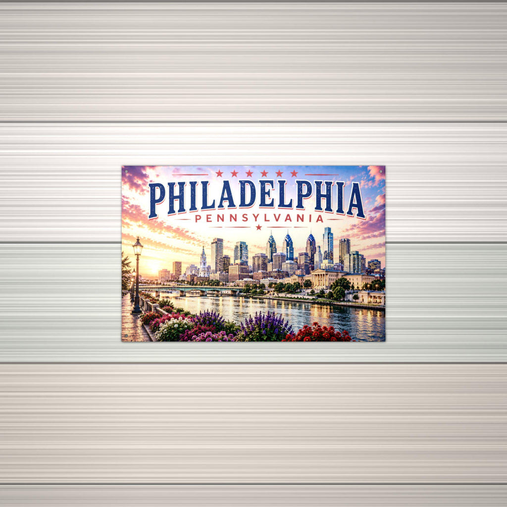 Philadelphia Skyline Metal Sign Aluminum Sign — alternate angle