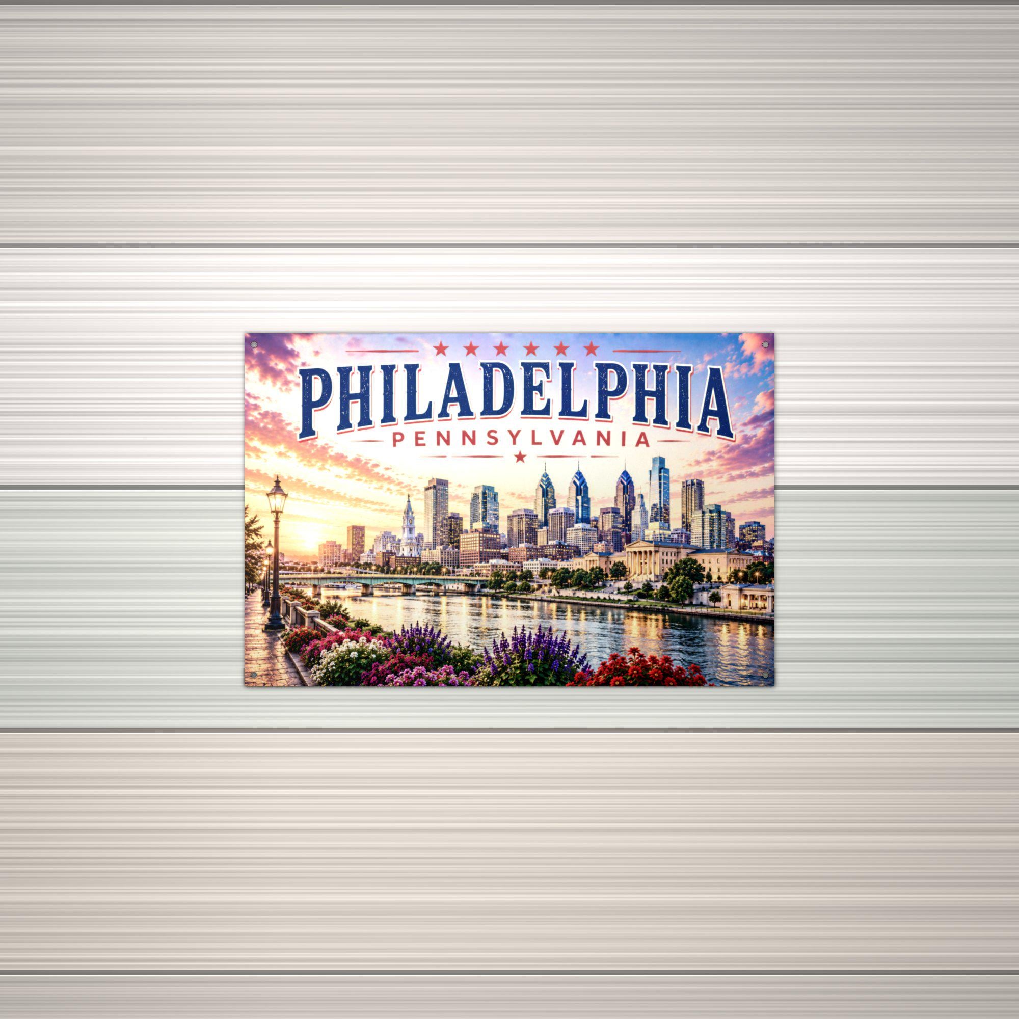 Philadelphia Skyline Metal Sign Aluminum Sign — alternate angle