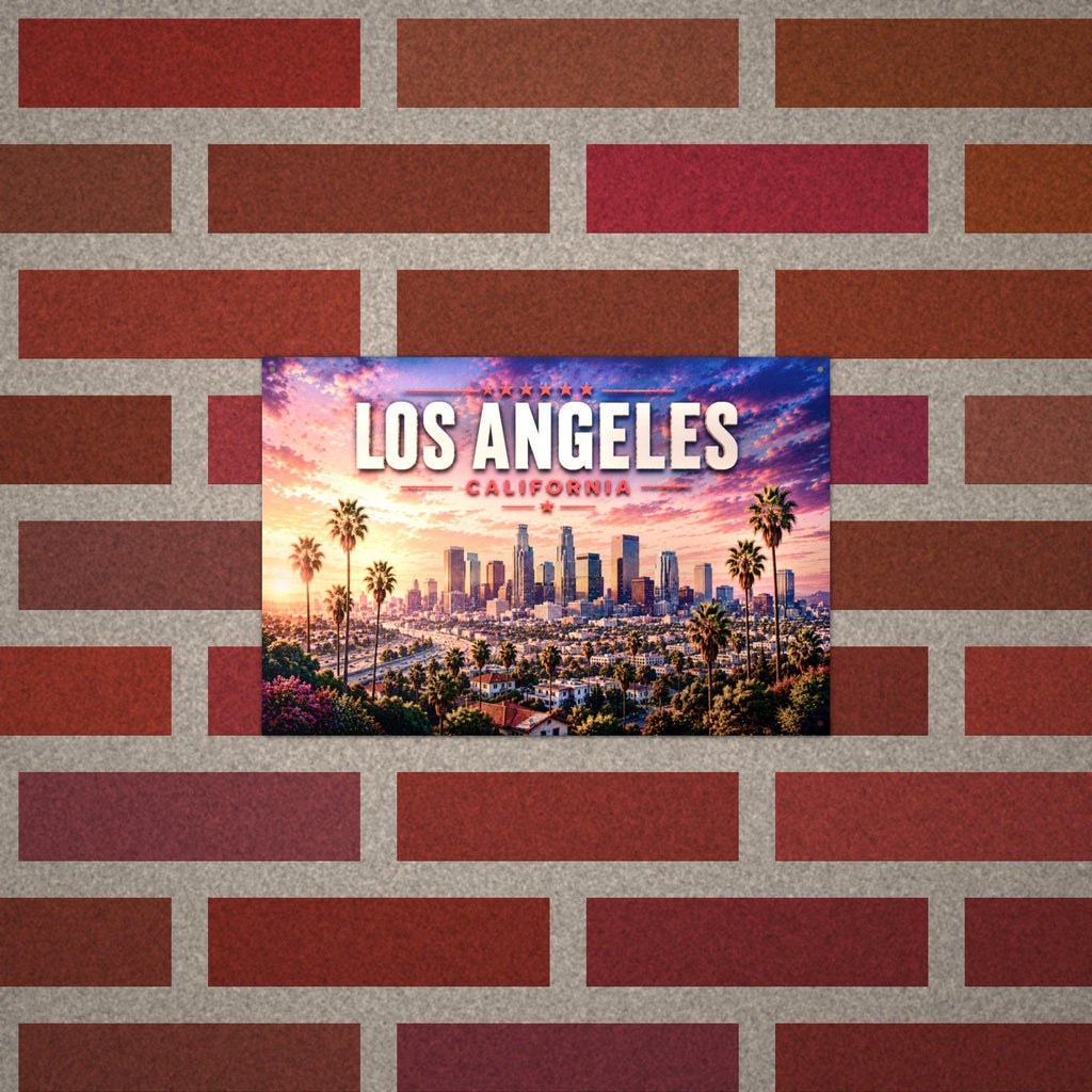 Los Angeles Skyline Metal Sign Aluminum Sign — lifestyle setting