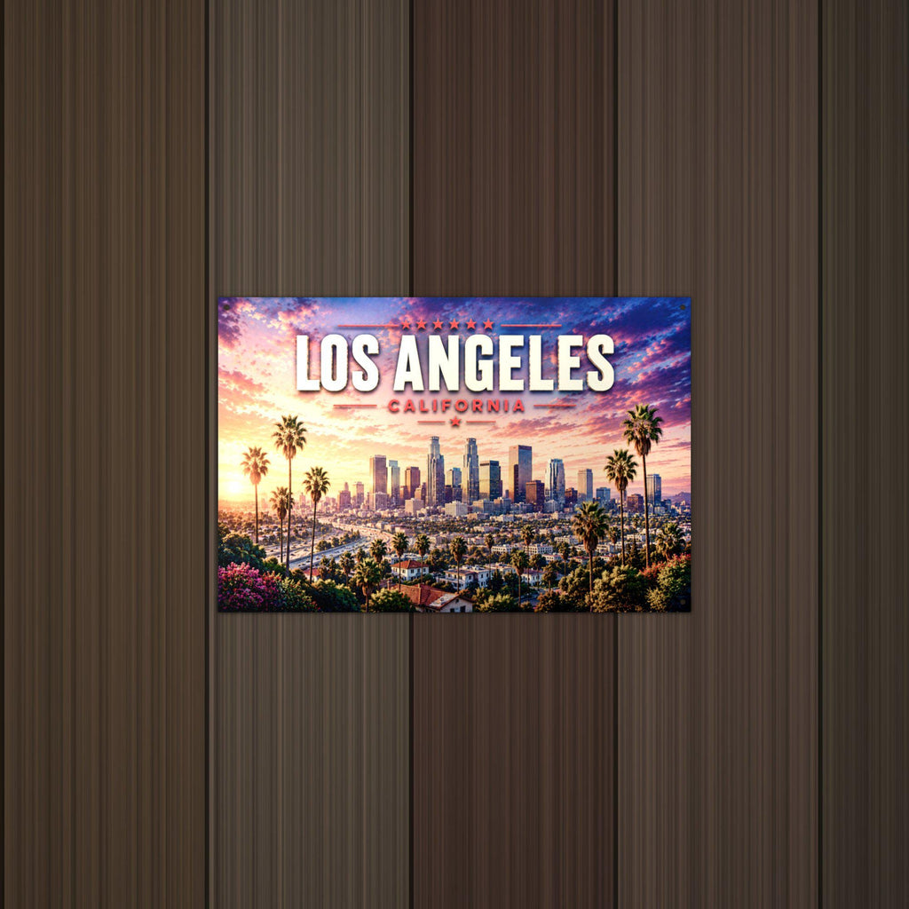 Los Angeles Skyline Metal Sign Aluminum Sign — detail view