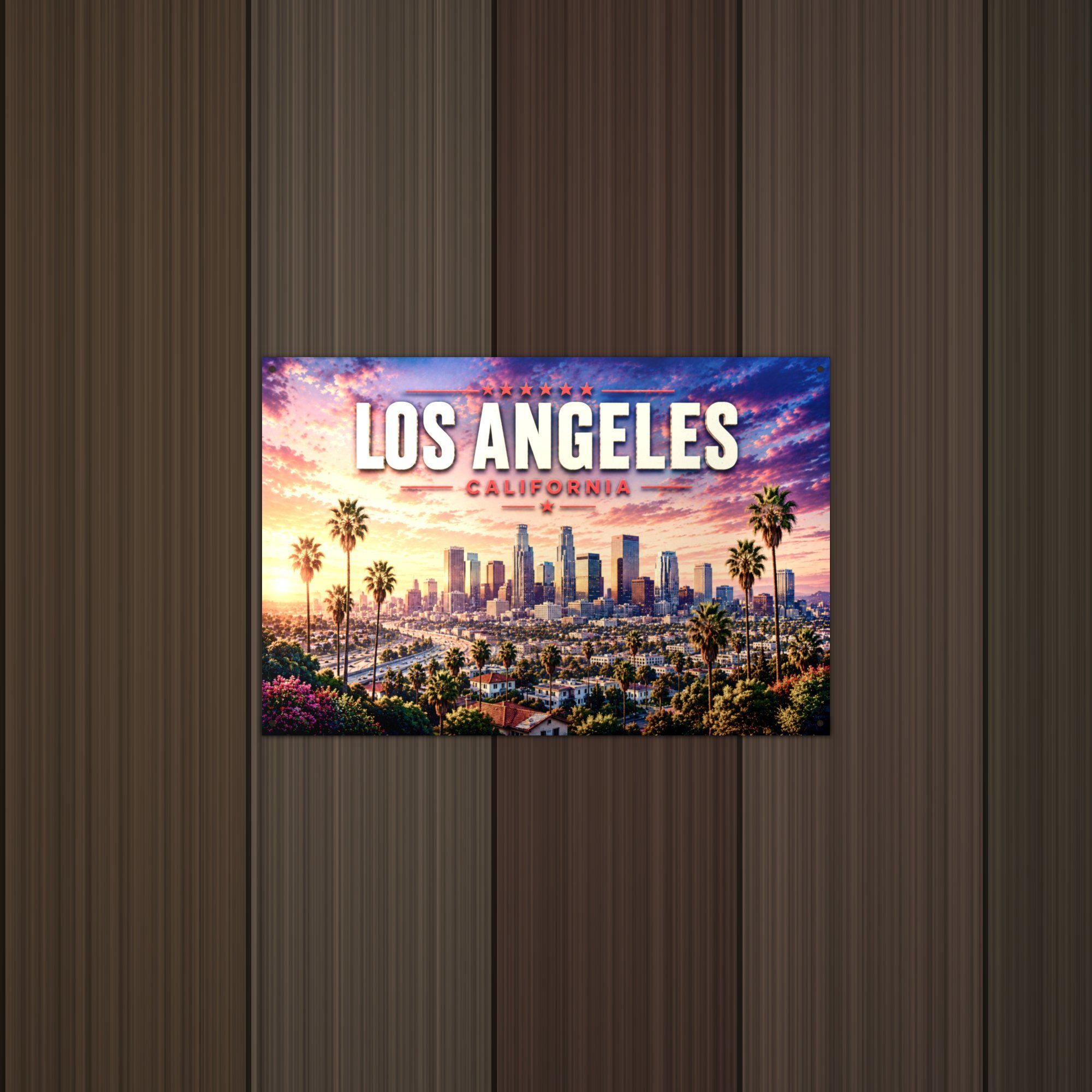 Los Angeles Skyline Metal Sign Aluminum Sign — detail view