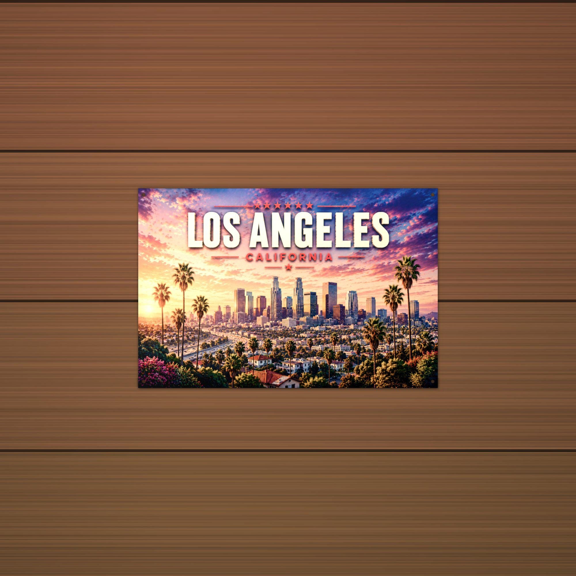 Los Angeles Skyline Metal Sign Aluminum Sign — alternate angle
