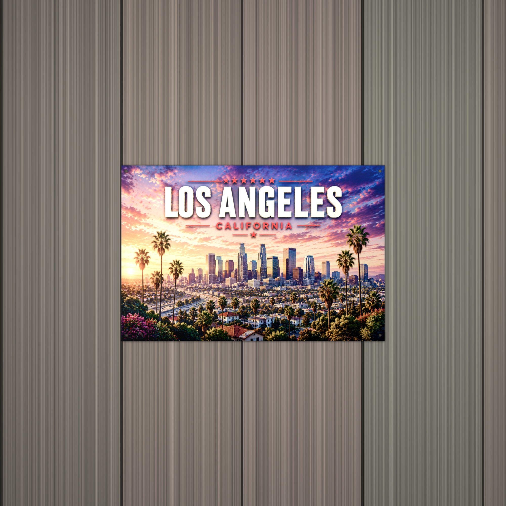 Los Angeles Skyline Metal Sign Aluminum Sign — alternate angle