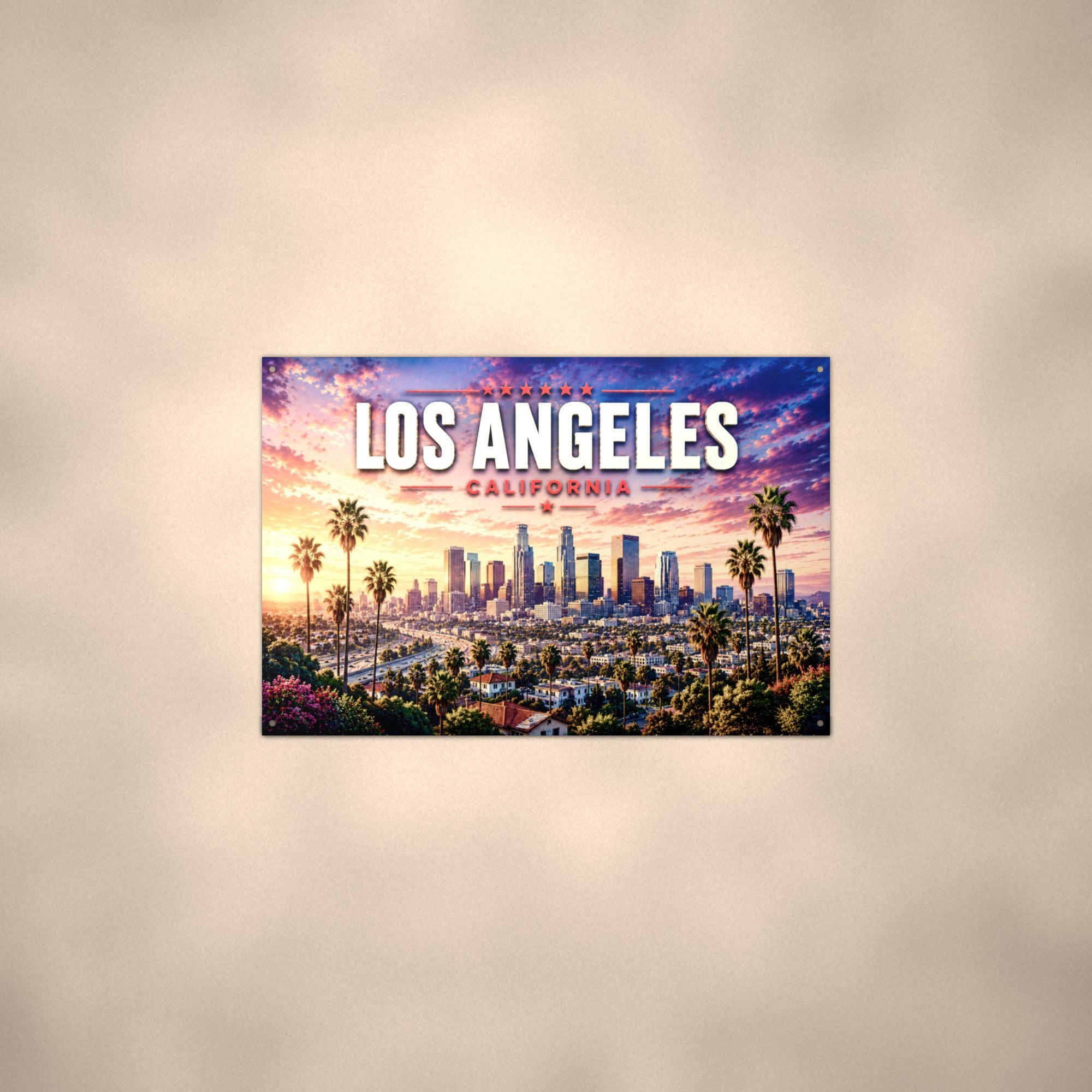 Los Angeles Skyline Metal Sign Aluminum Sign — alternate angle