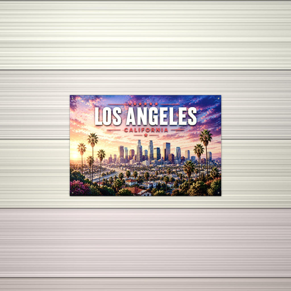 Los Angeles Skyline Metal Sign Aluminum Sign — alternate angle