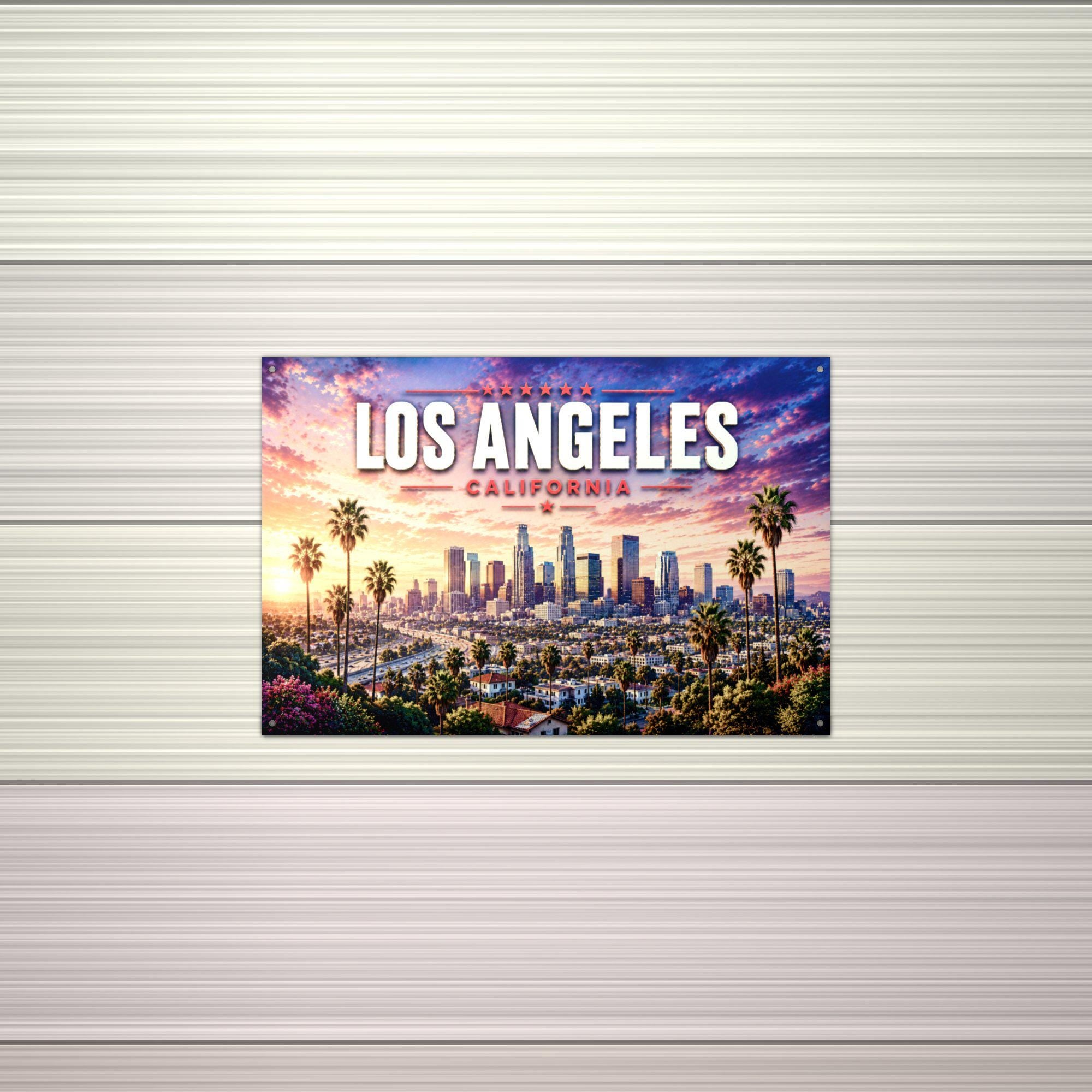 Los Angeles Skyline Metal Sign Aluminum Sign — alternate angle