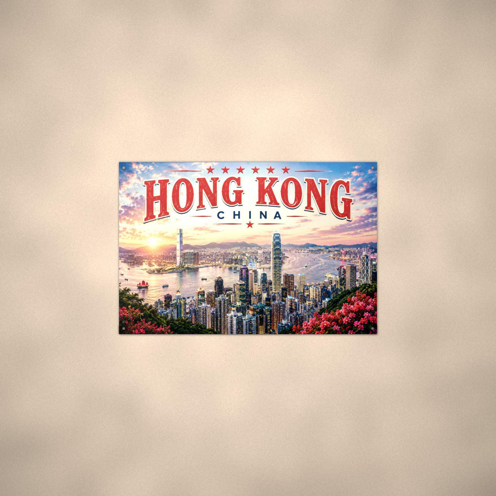 Hong Kong Skyline Metal Sign Aluminum Sign — alternate angle