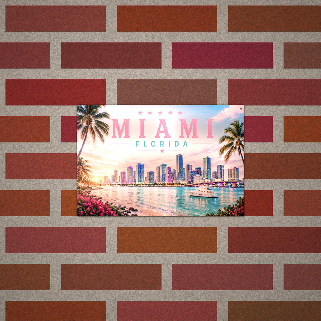Miami Skyline Metal Sign Aluminum Sign — alternate angle