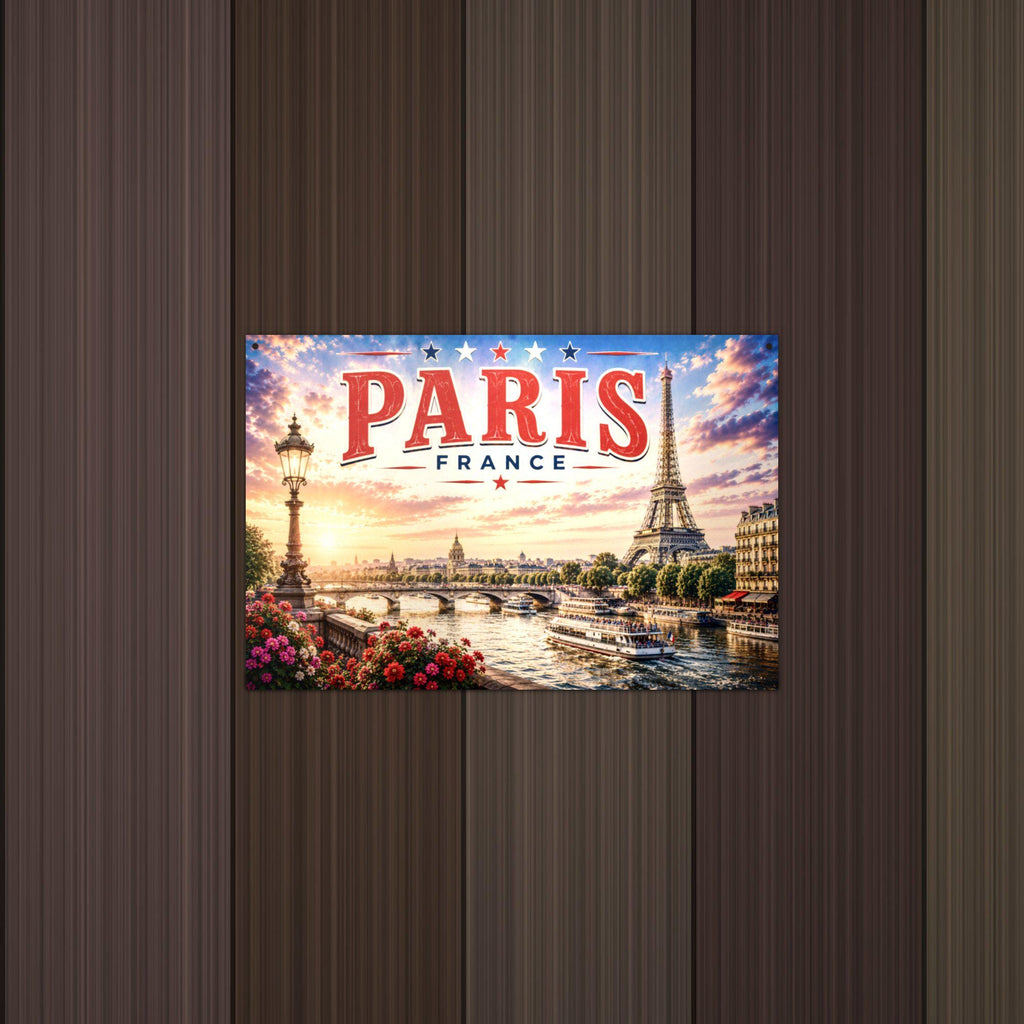 Paris Skyline Metal Sign Aluminum Sign — detail view