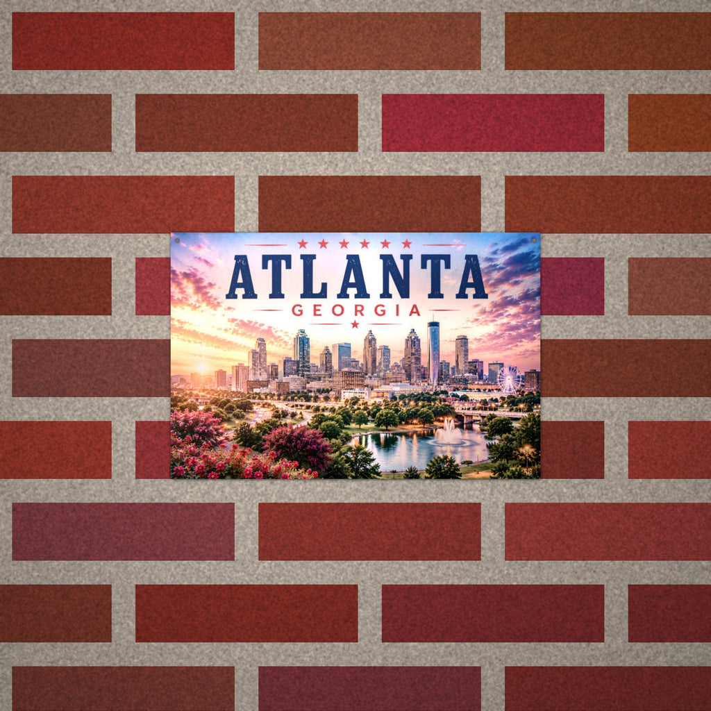 Atlanta Skyline Metal Sign Aluminum Sign — lifestyle setting