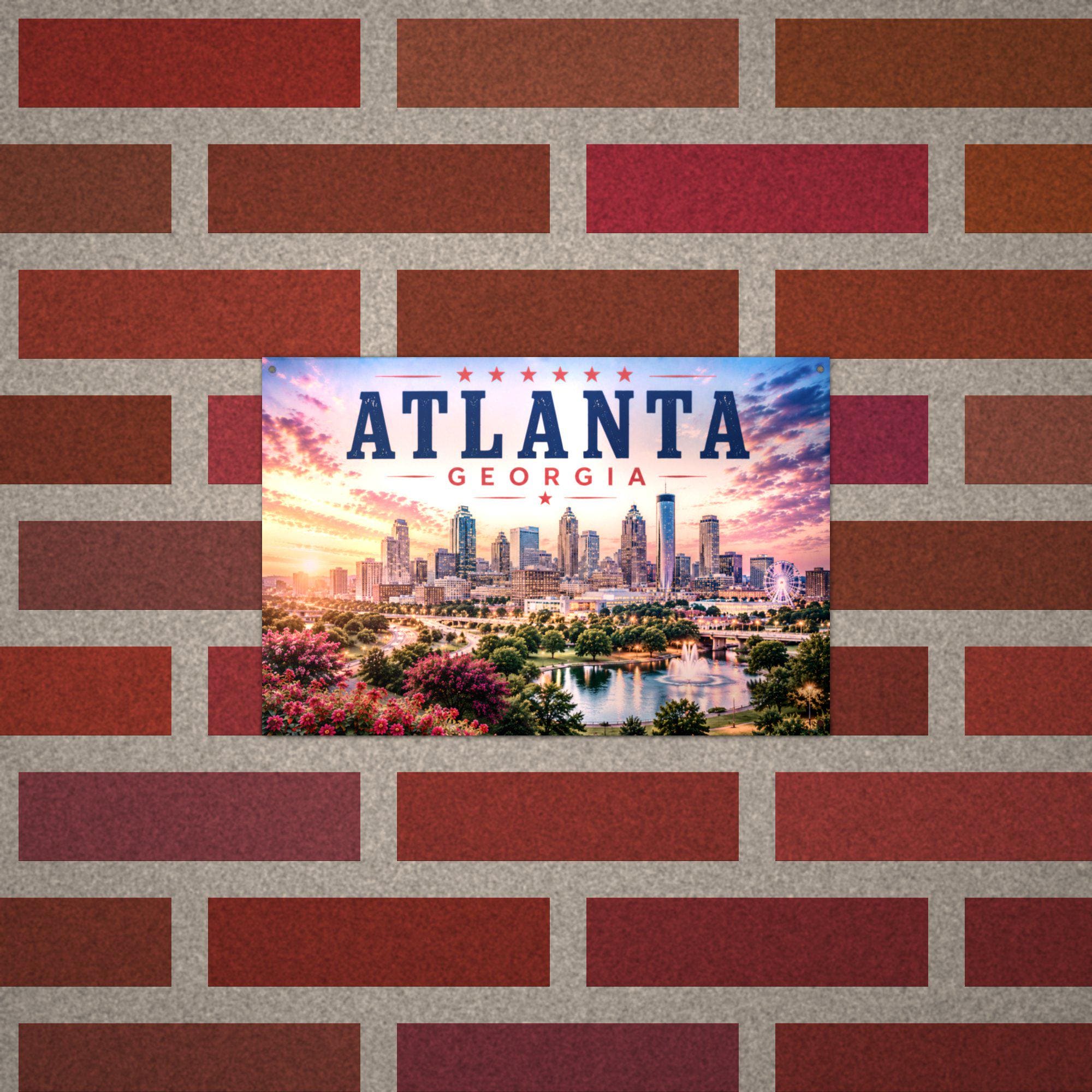 Atlanta Skyline Metal Sign Aluminum Sign — lifestyle setting