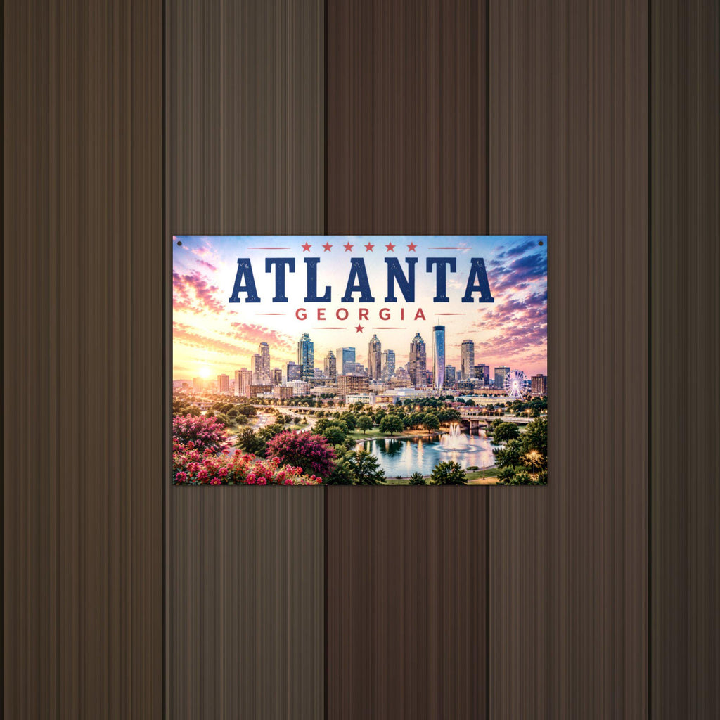 Atlanta Skyline Metal Sign Aluminum Sign — detail view