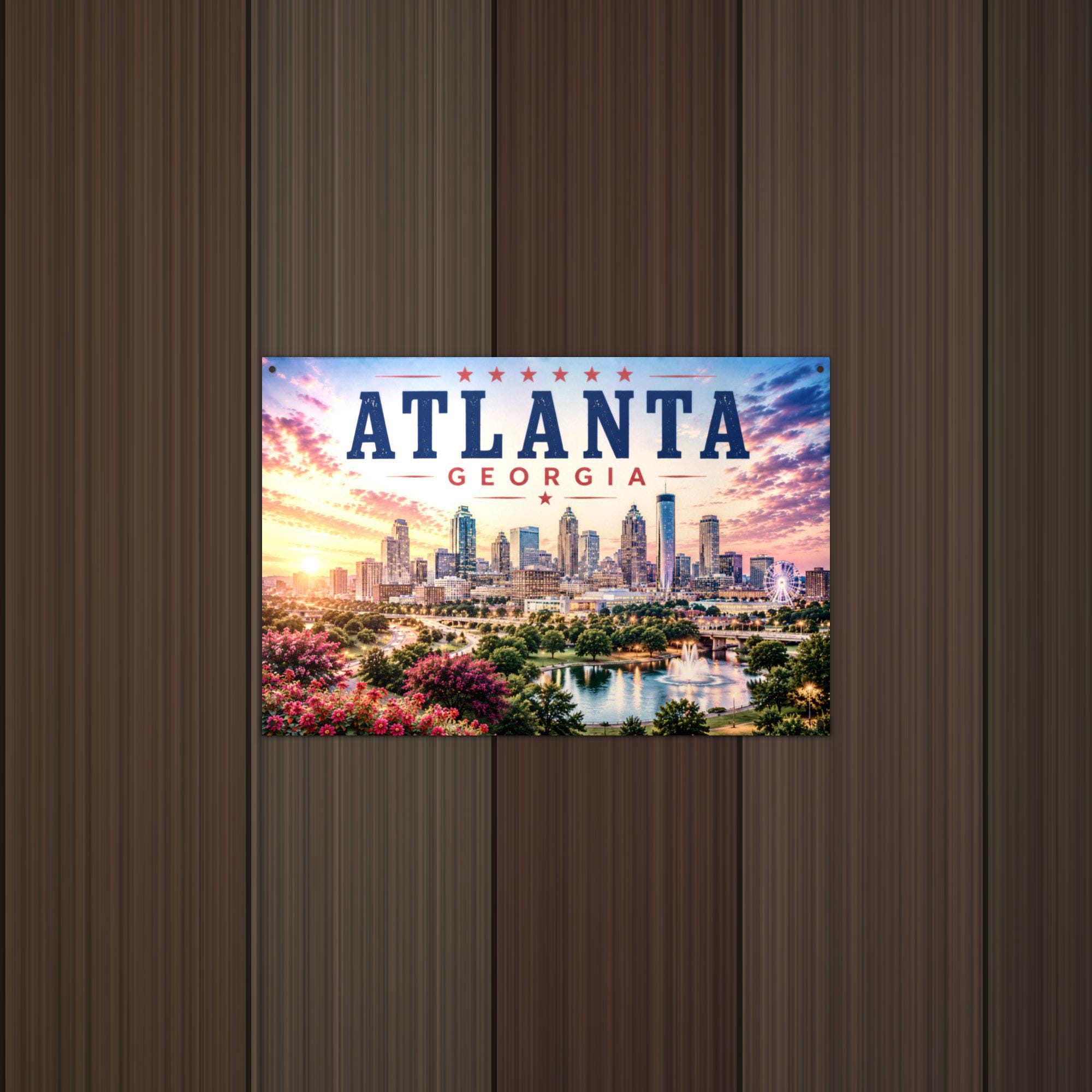 Atlanta Skyline Metal Sign Aluminum Sign — detail view