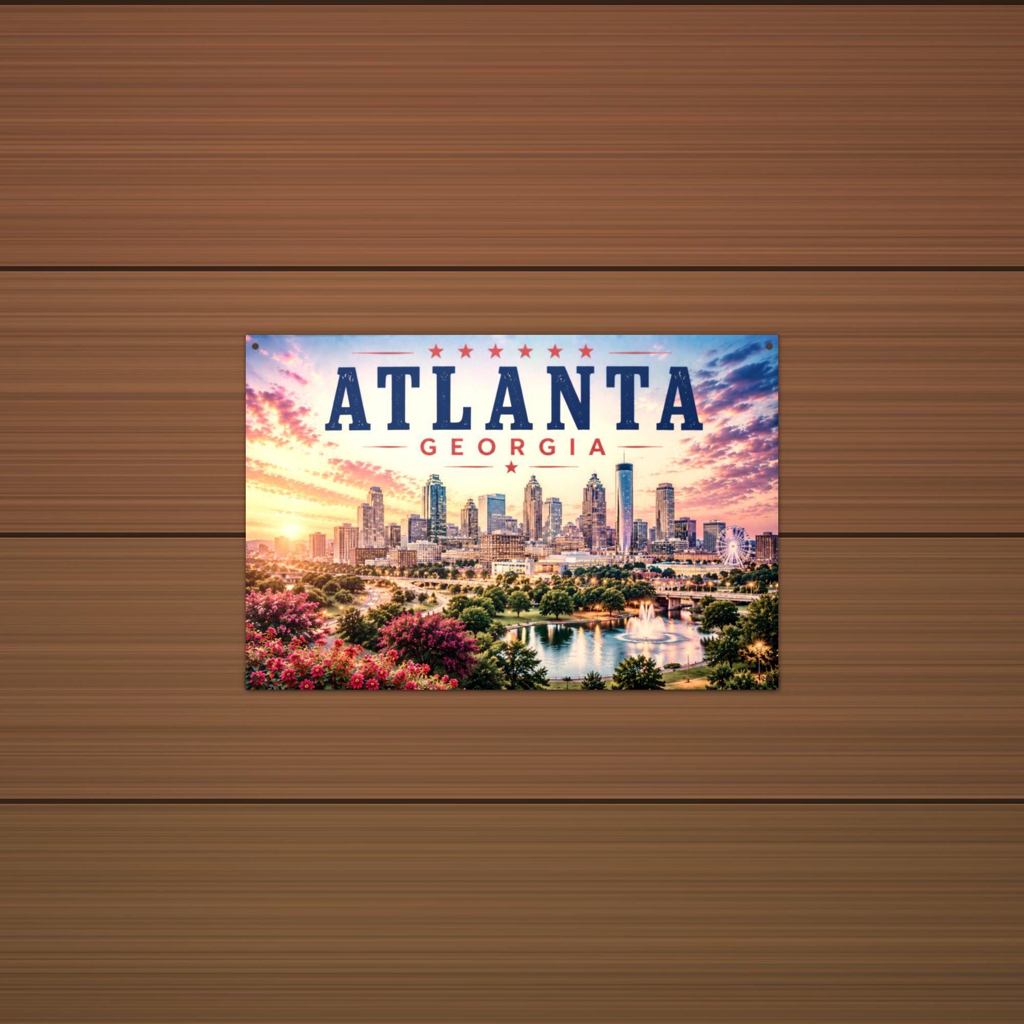 Atlanta Skyline Metal Sign Aluminum Sign — alternate angle