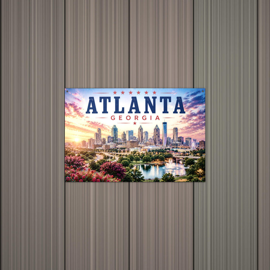 Atlanta Skyline Metal Sign Aluminum Sign — alternate angle