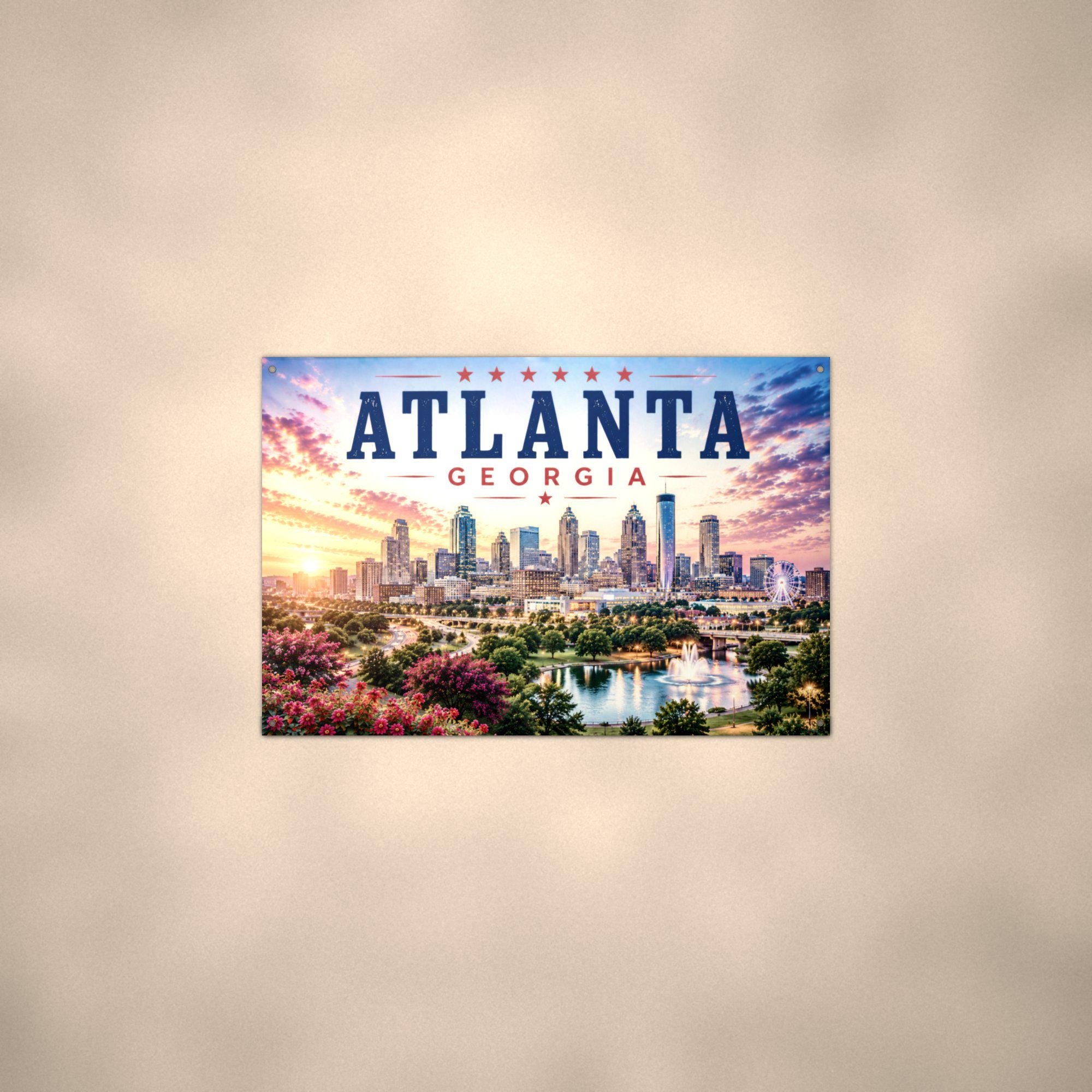 Atlanta Skyline Metal Sign Aluminum Sign — alternate angle