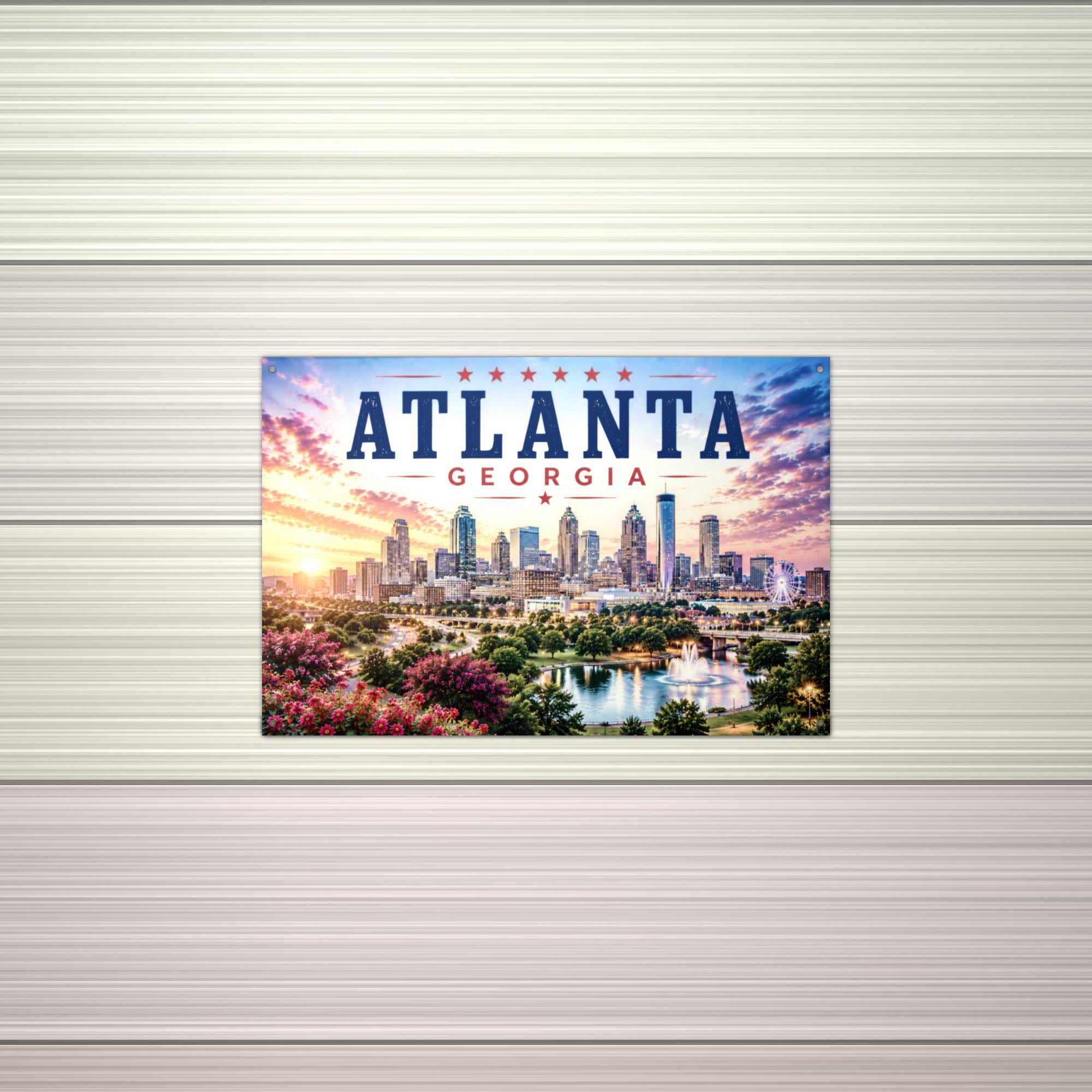 Atlanta Skyline Metal Sign Aluminum Sign — alternate angle