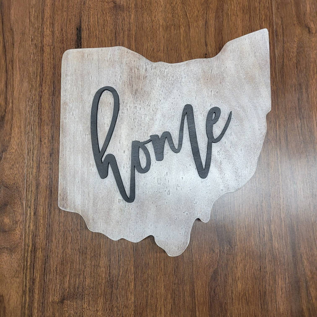 Ohio State Wood Sign: Farmhouse Home Decor Wood Sign — alternate angle