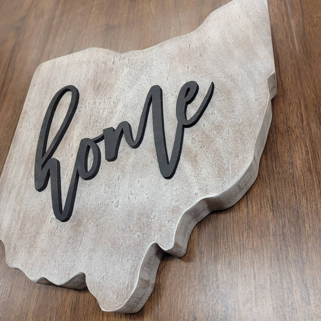 Ohio State Wood Sign: Farmhouse Home Decor Wood Sign — alternate angle