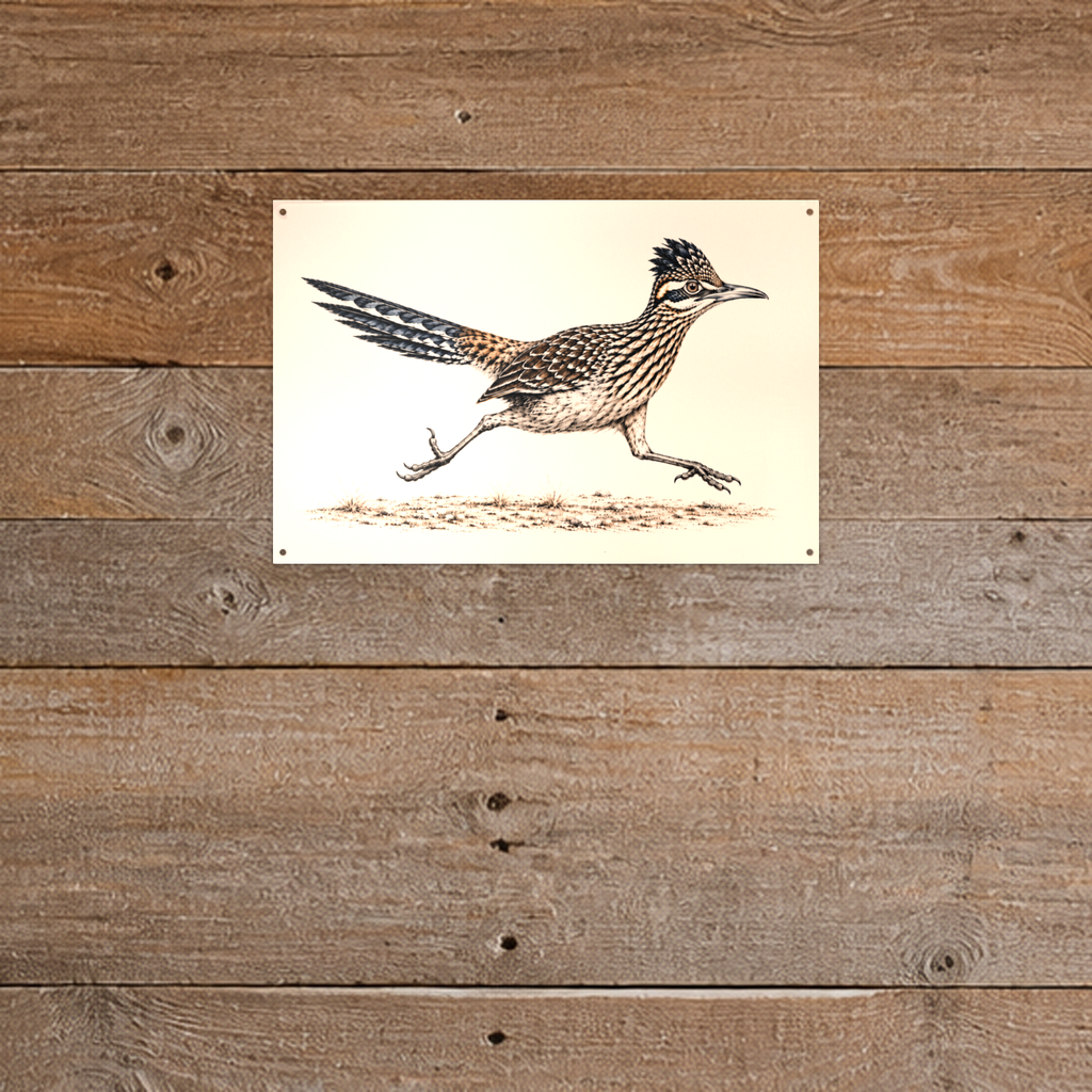 Running Roadrunner ink color splash aluminum sign in room
