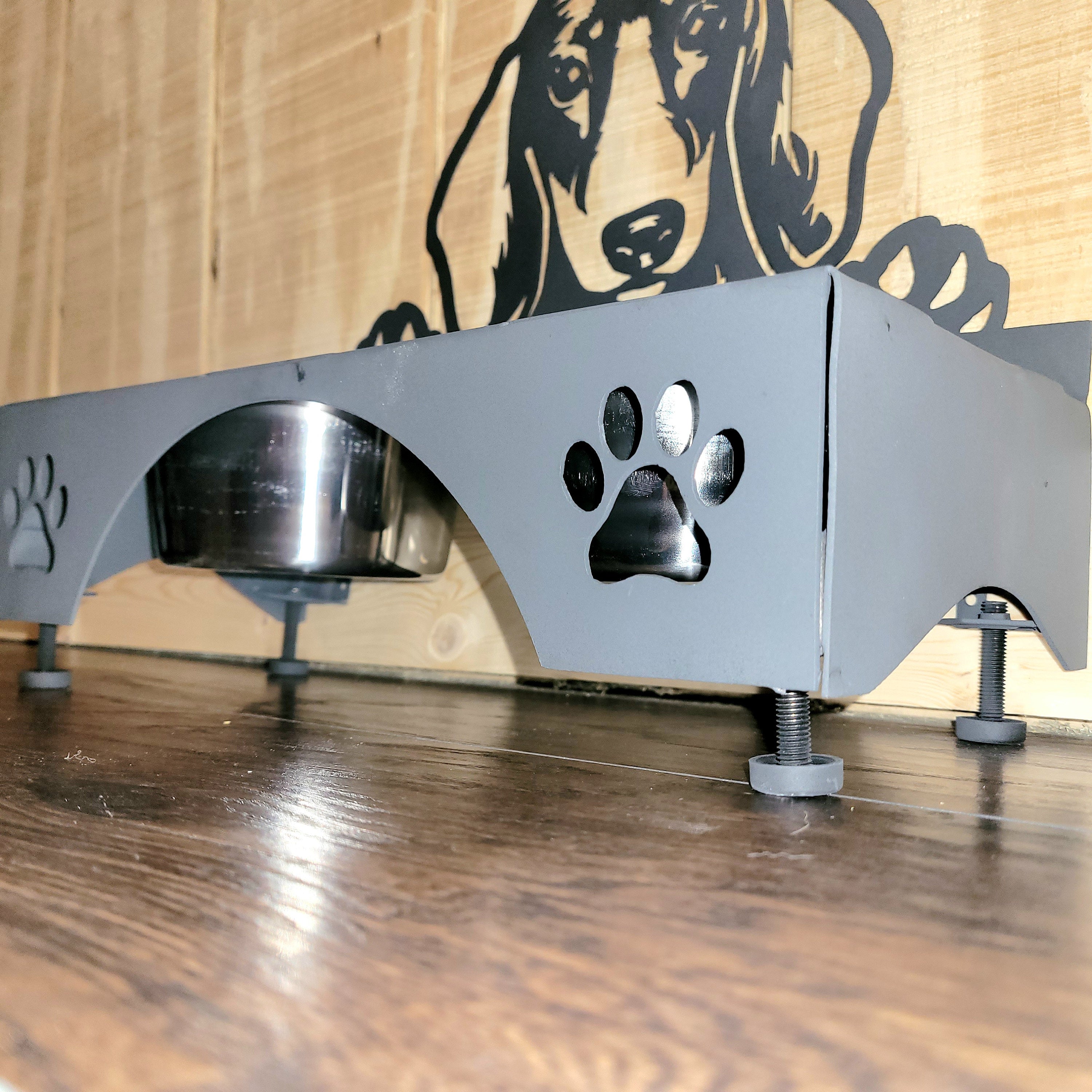 Dachshund Dog Bowl Stand Aluminum Sign — alternate angle