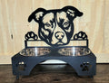 American Pitbull Dog Bowl Stand Aluminum Sign — front view on white background