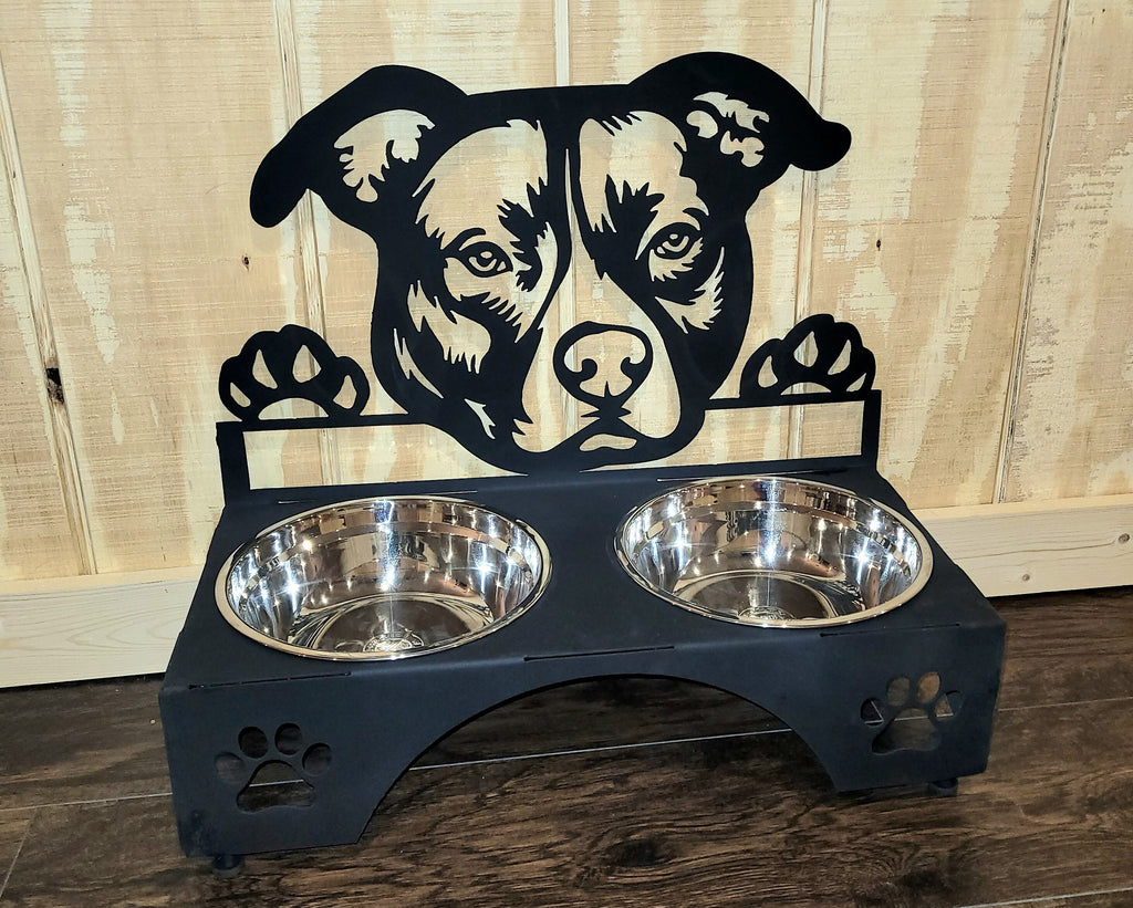 American Pitbull Dog Bowl Stand Aluminum Sign — alternate angle