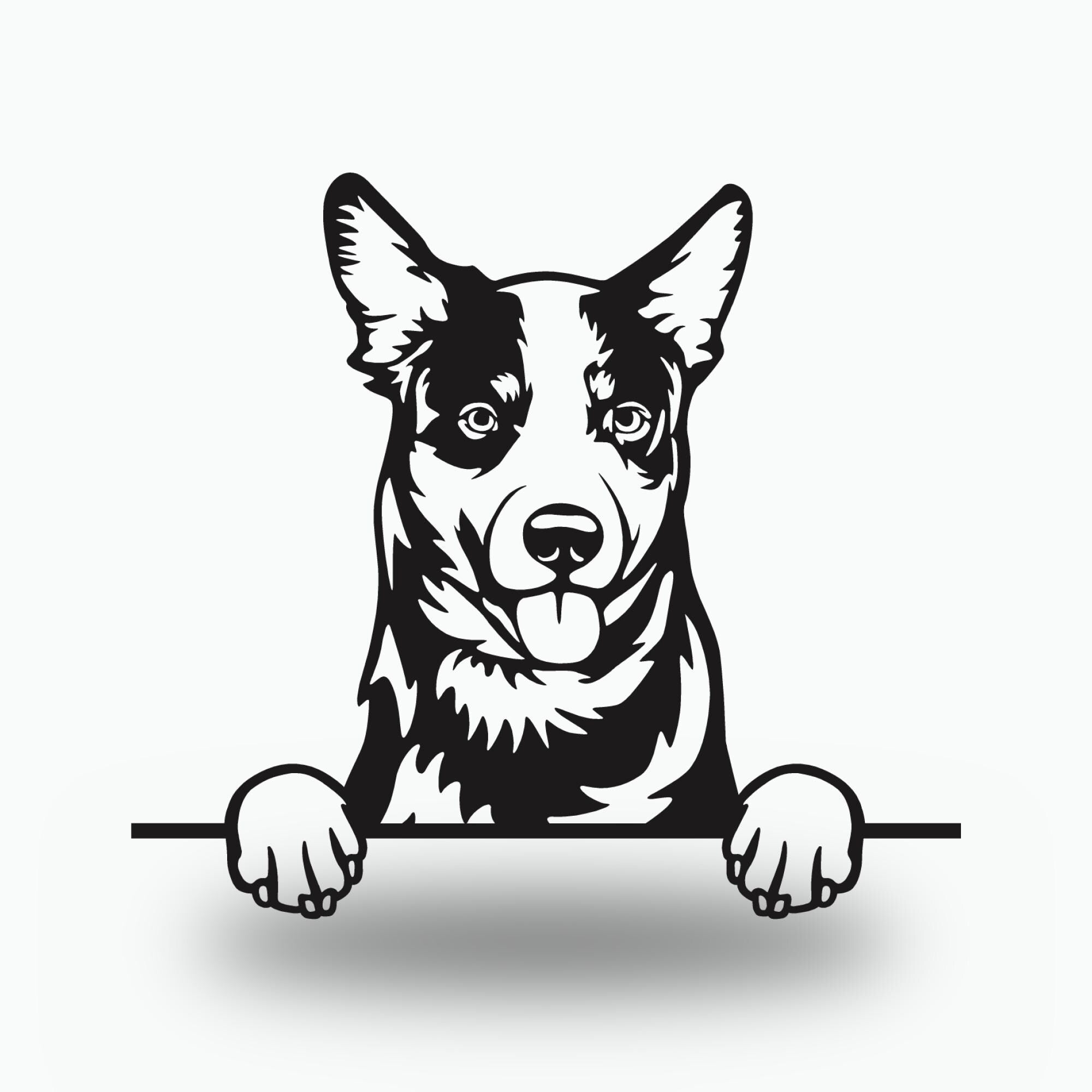 Australian Cattle Dog Metal Wall Art Metal Dog Sign — front view on white background