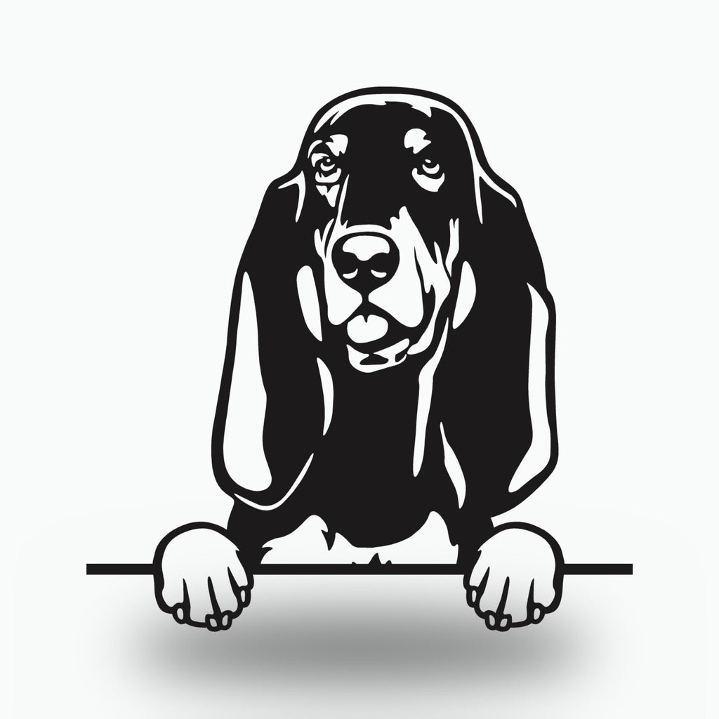 Coonhound Metal Wall Art Metal Dog Sign — front view on white background