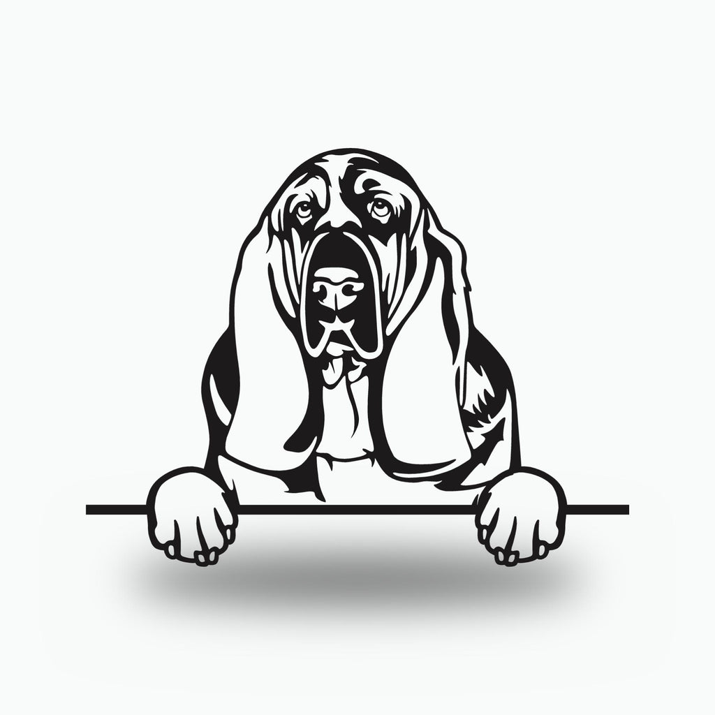 Basset Hound Metal Wall Art Metal Dog Sign — front view on white background