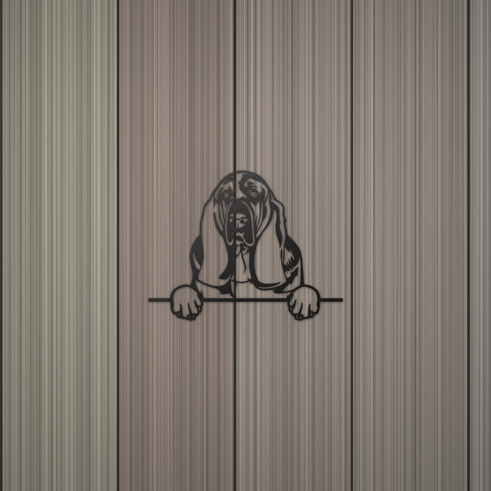 Basset Hound Metal Wall Art Metal Dog Sign — detail view