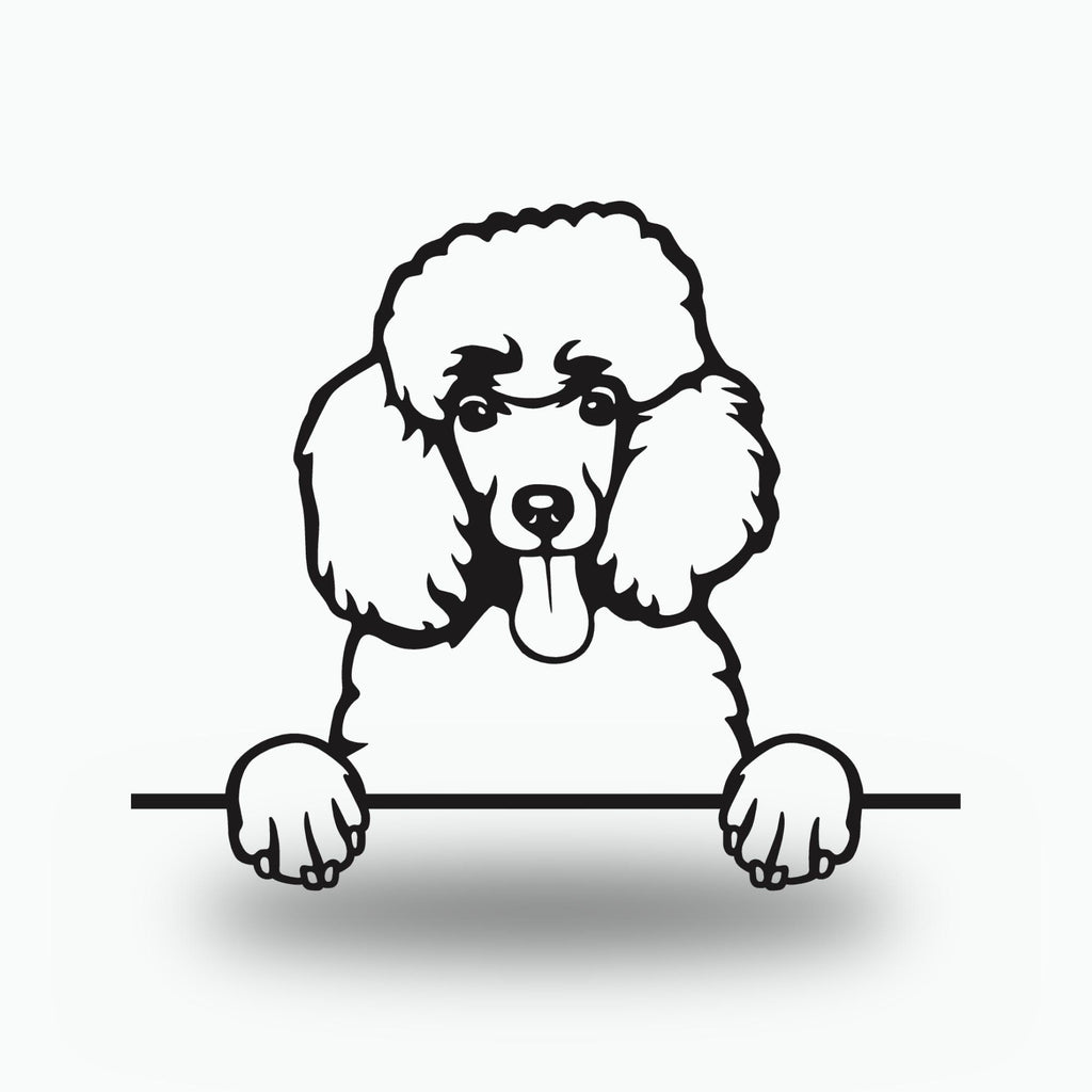 Poodle Metal Wall Art Metal Dog Sign — front view on white background