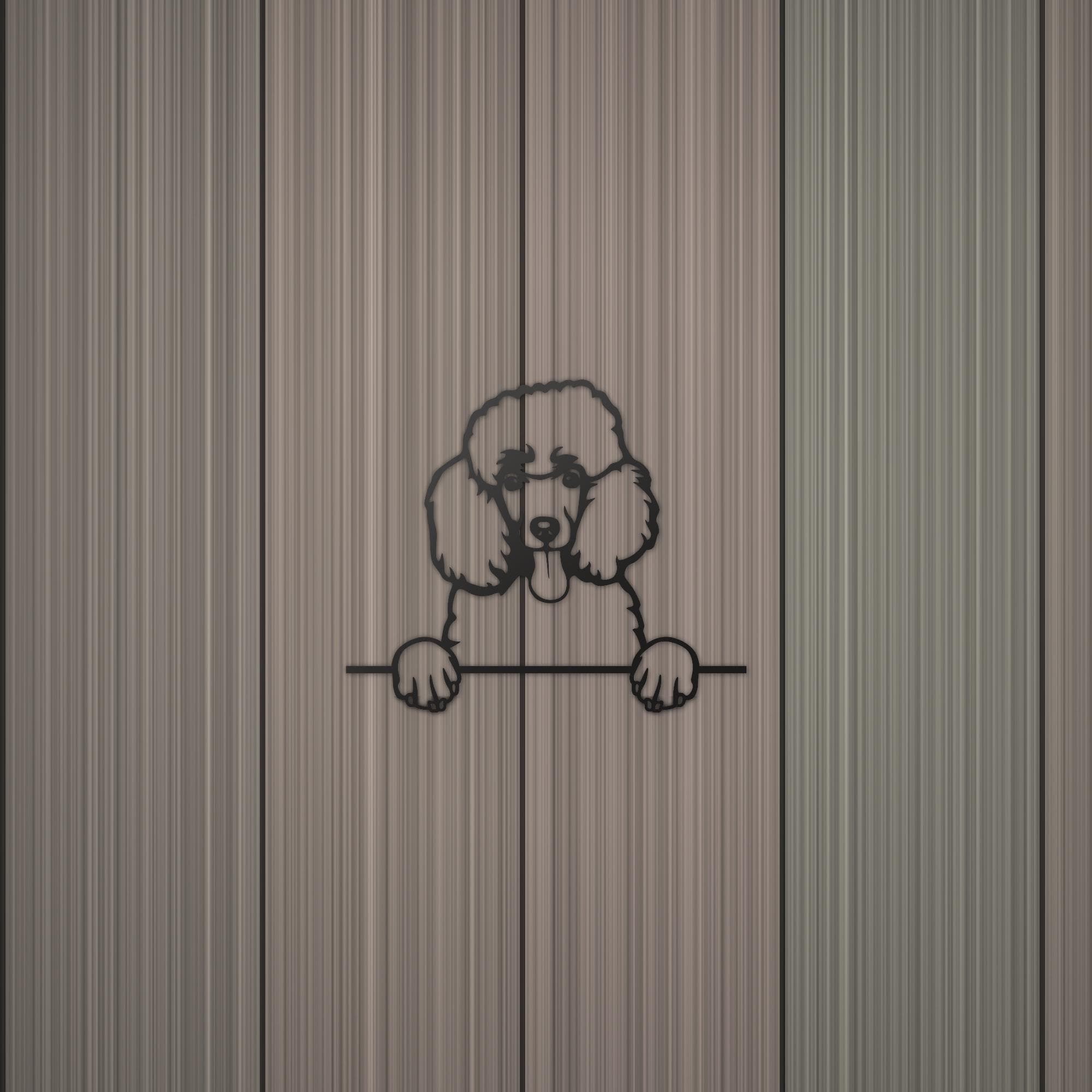Poodle Metal Wall Art Metal Dog Sign — detail view