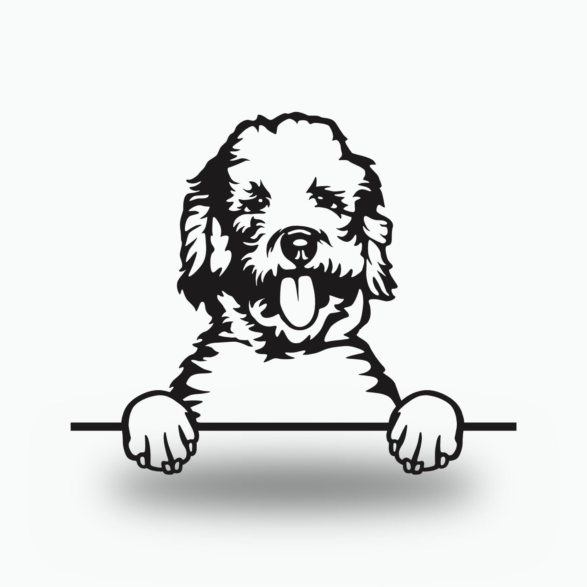 Labradoodle Metal Wall Art Metal Dog Sign — front view on white background