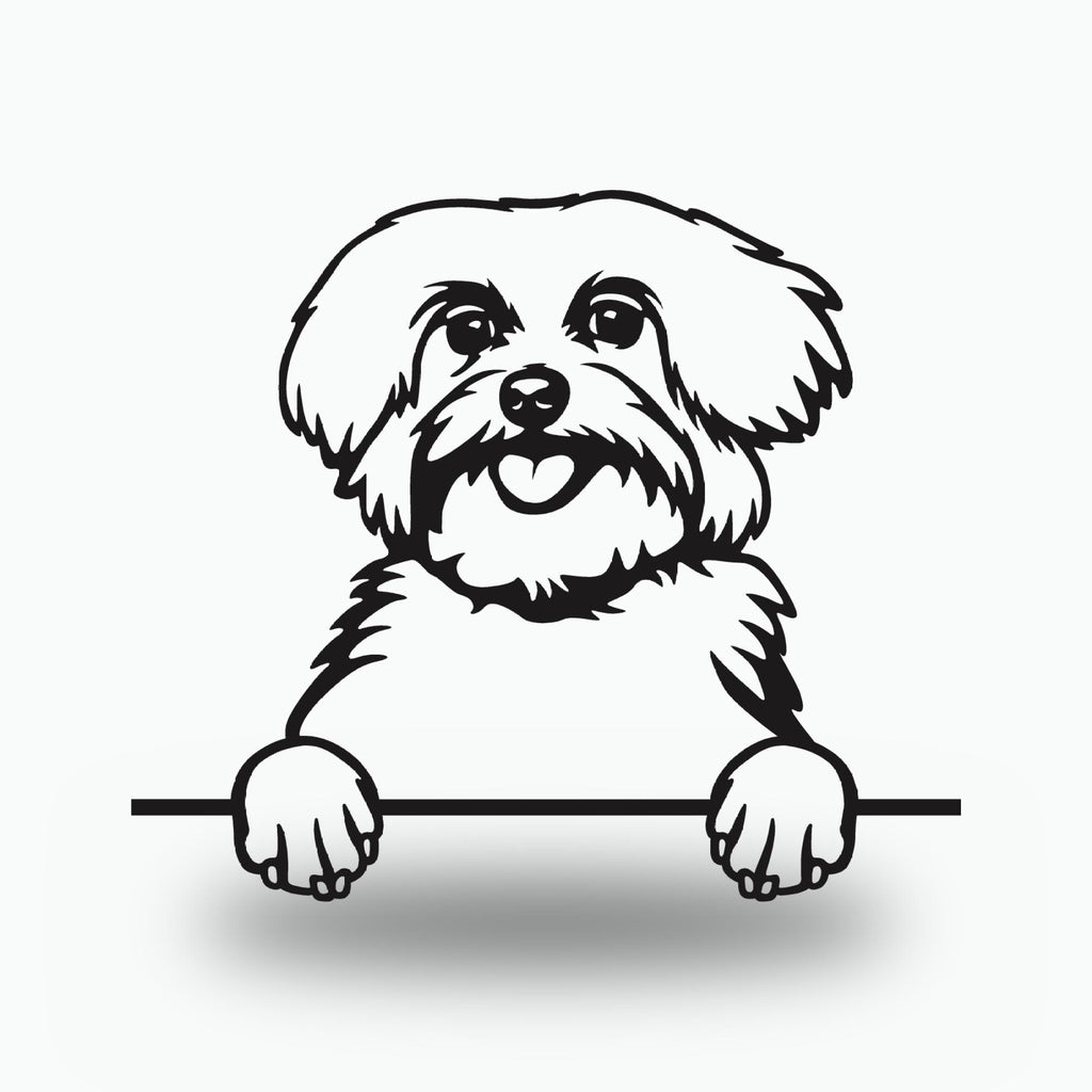Maltese Metal Wall Art Metal Dog Sign — front view on white background