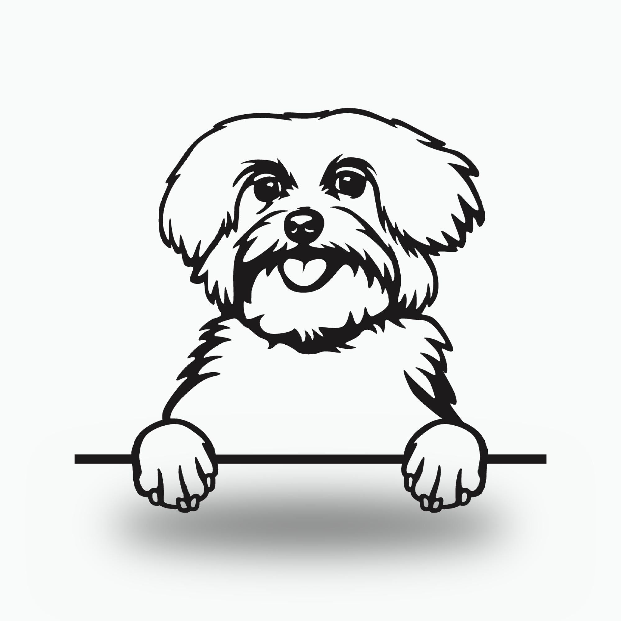 Maltese Metal Wall Art Metal Dog Sign — front view on white background