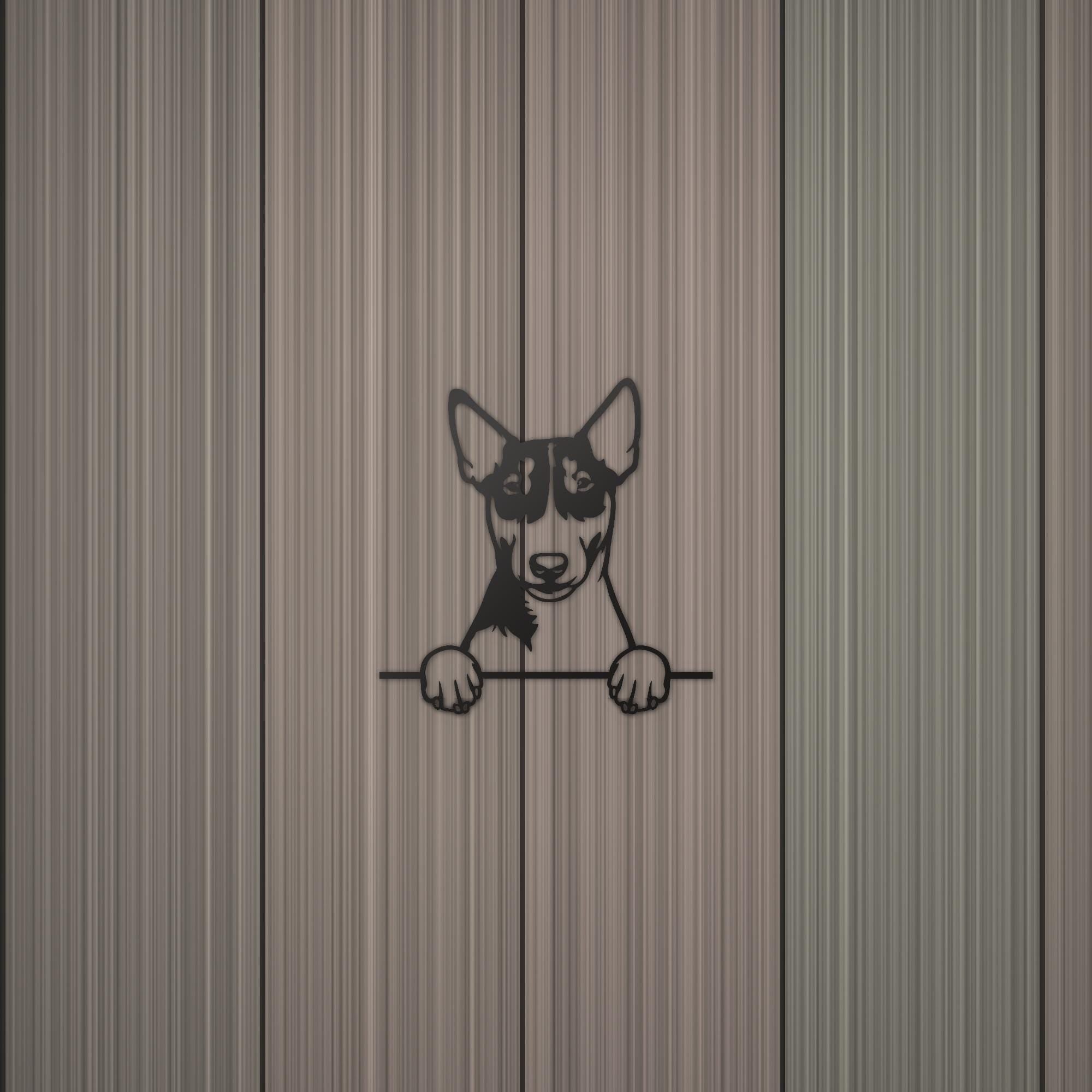 Miniature Bull Terrier Metal Wall Art Metal Dog Sign — detail view