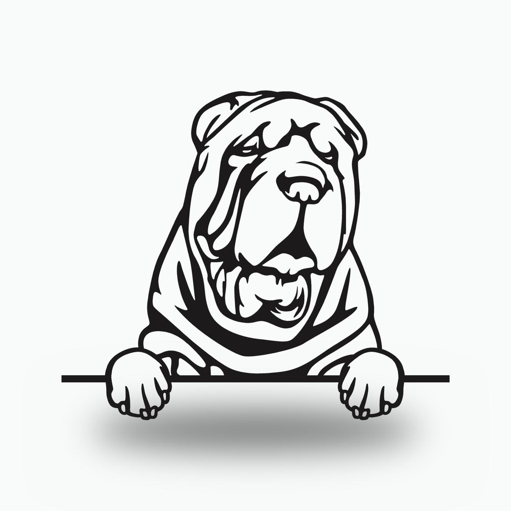 Shar Pei Metal Wall Art Metal Dog Sign — front view on white background