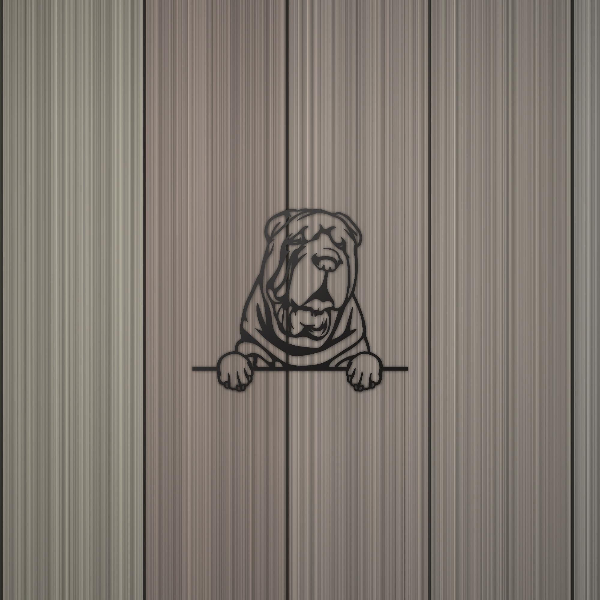 Shar Pei Metal Wall Art Metal Dog Sign — detail view