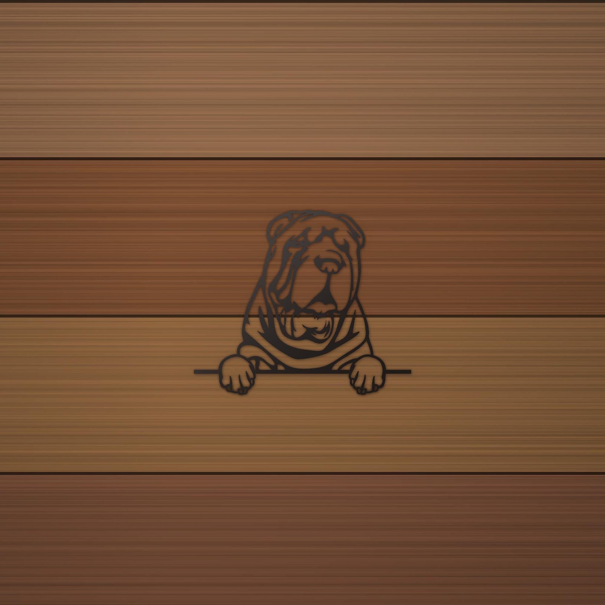 Shar Pei Metal Wall Art Metal Dog Sign — alternate angle