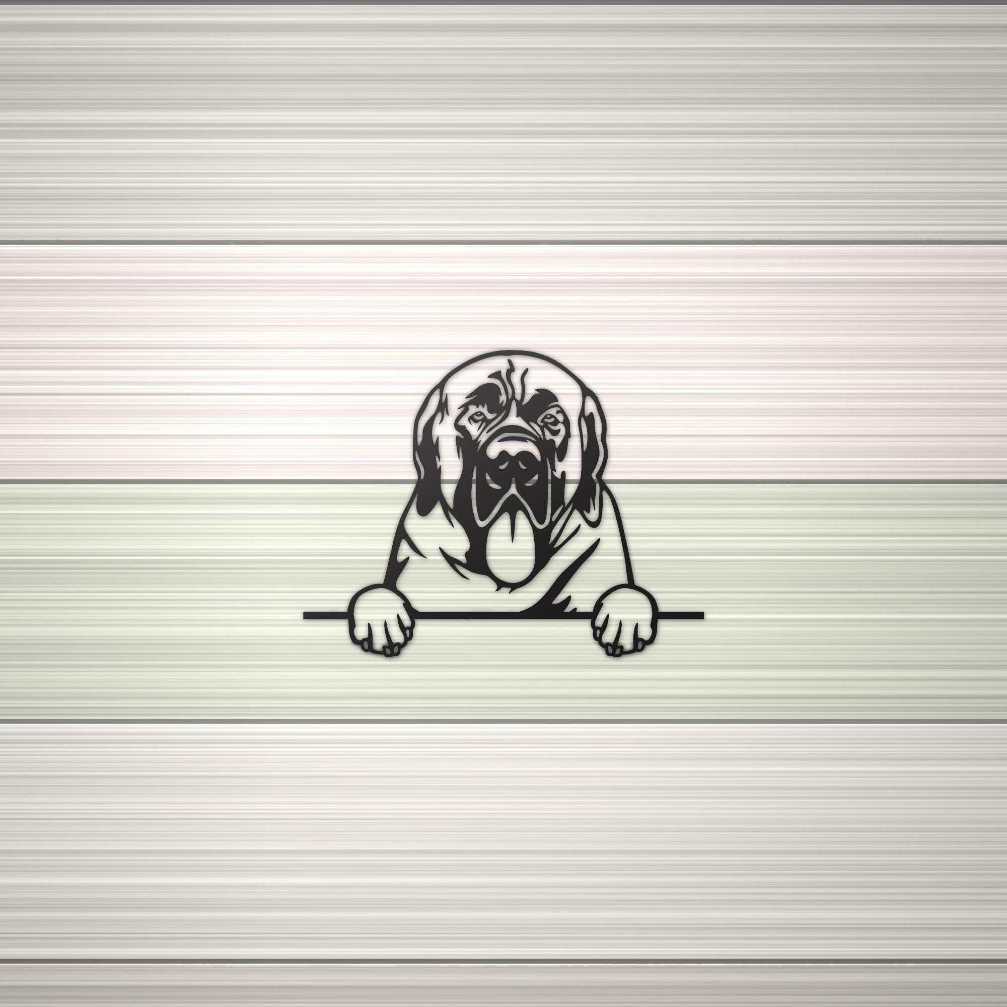 Mastiff Metal Wall Art Metal Dog Sign — shown on a rustic wall