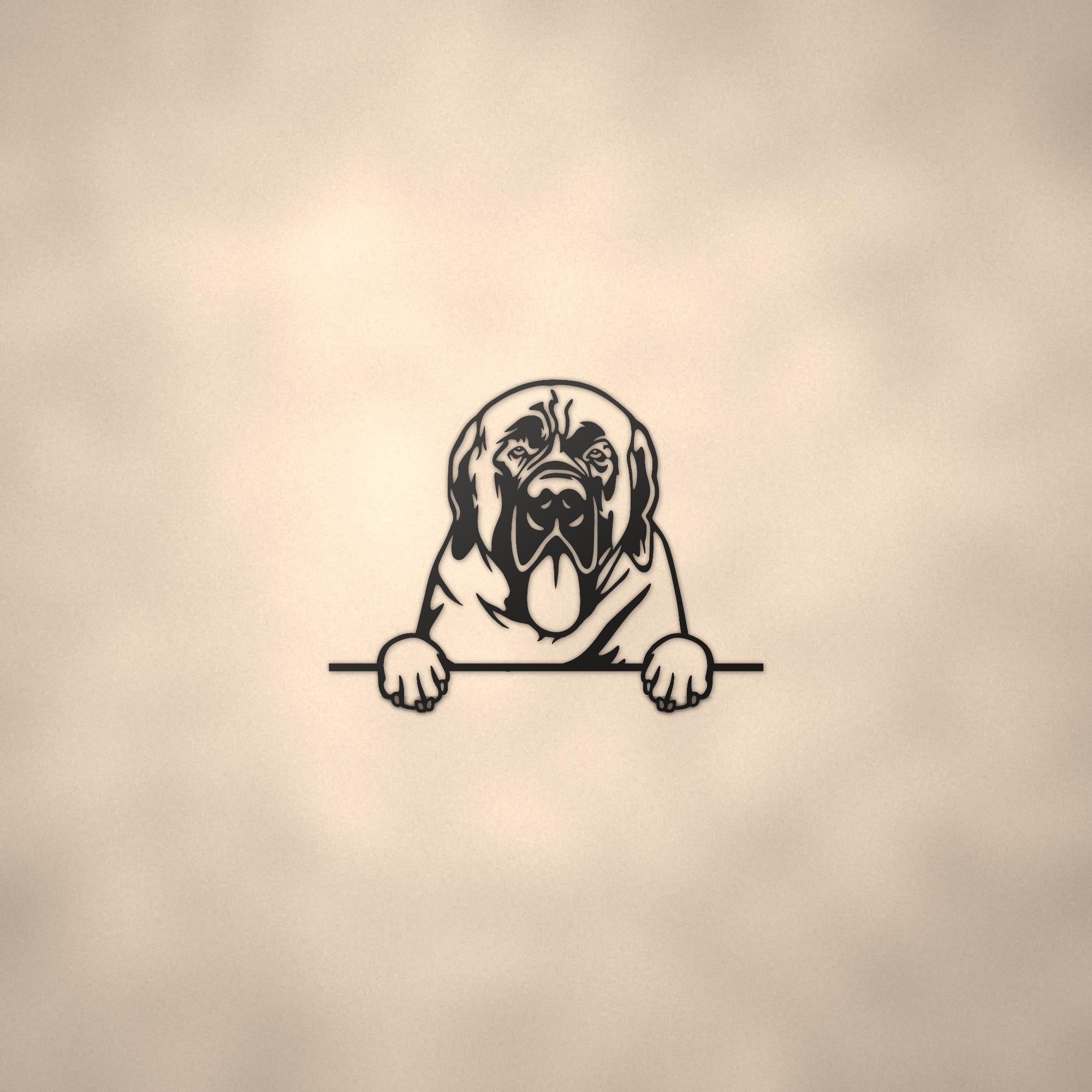 Mastiff Metal Wall Art Metal Dog Sign — lifestyle setting