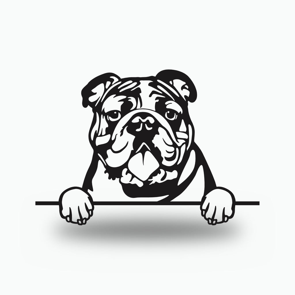 Bulldog Metal Wall Art Metal Dog Sign — front view on white background