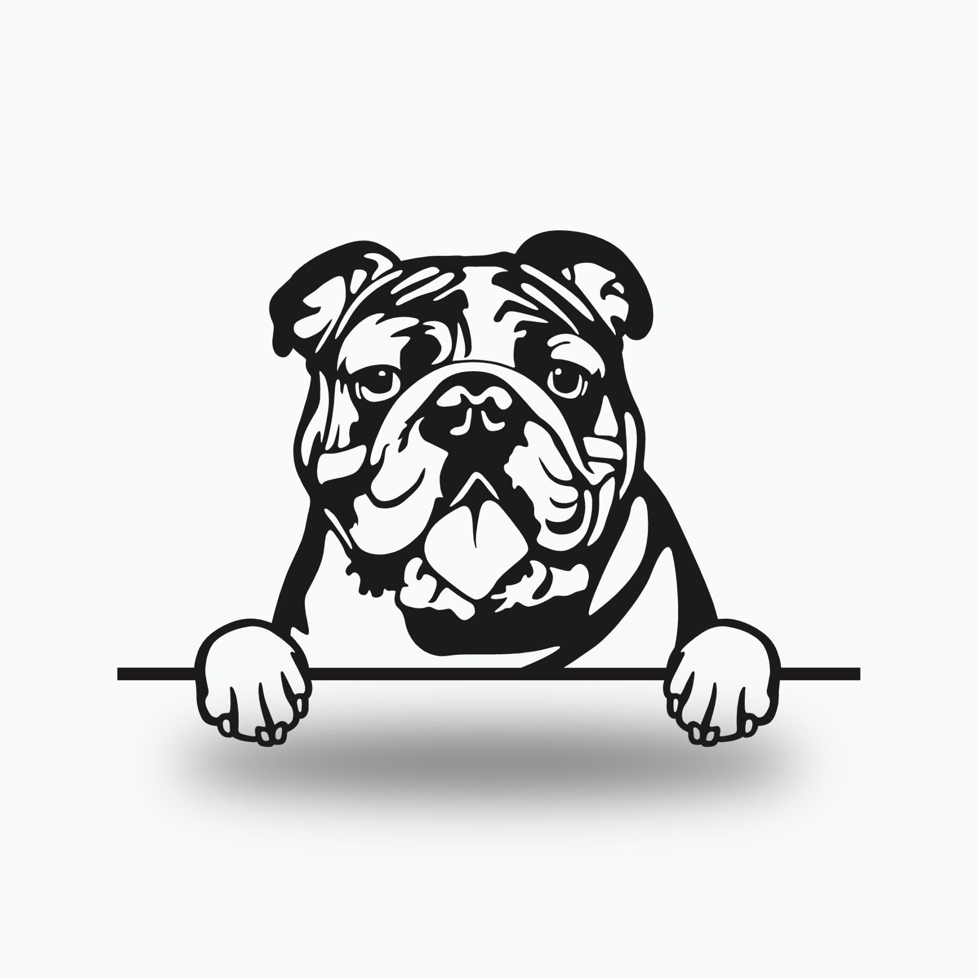 Bulldog Metal Wall Art Metal Dog Sign — front view on white background