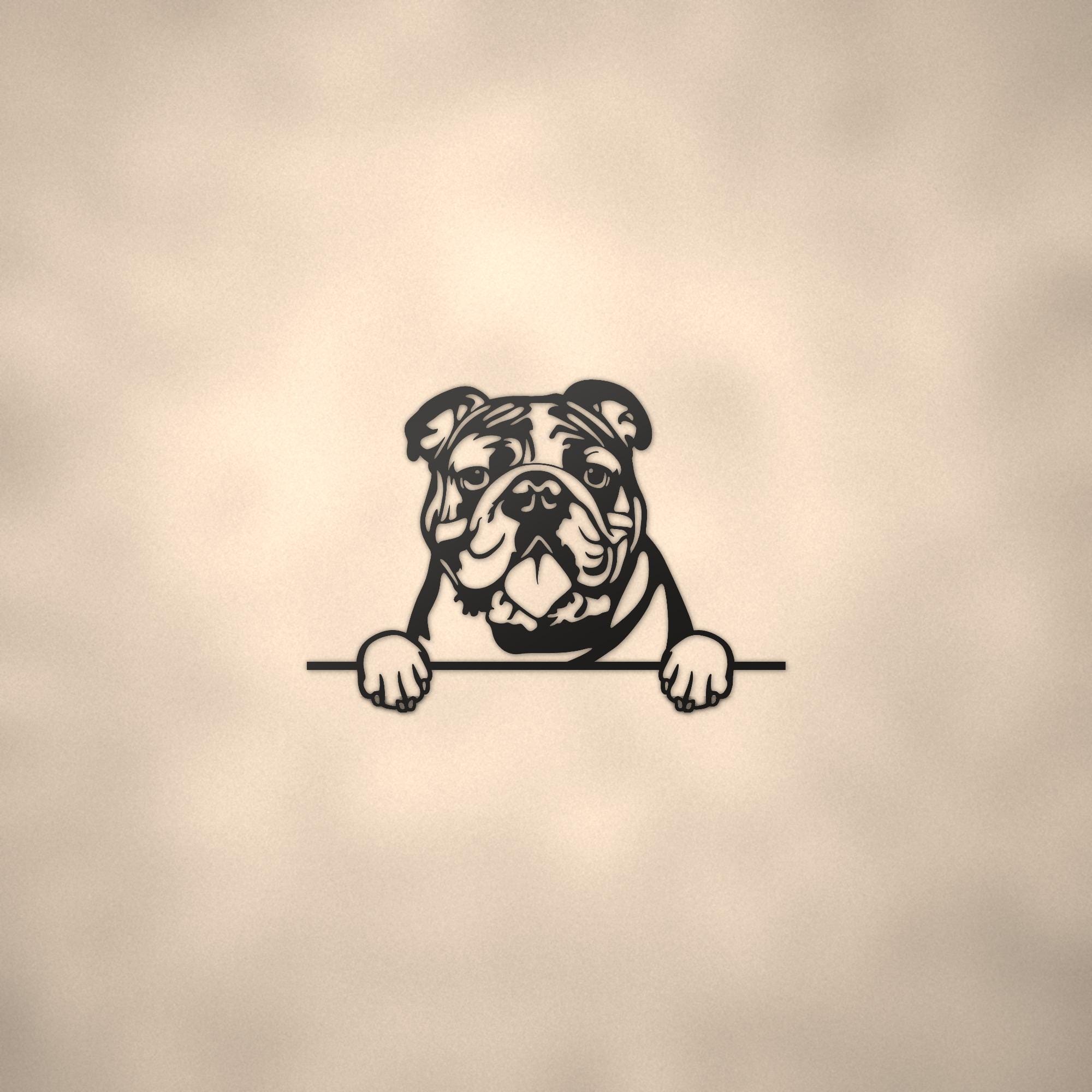 Bulldog Metal Wall Art Metal Dog Sign — lifestyle setting