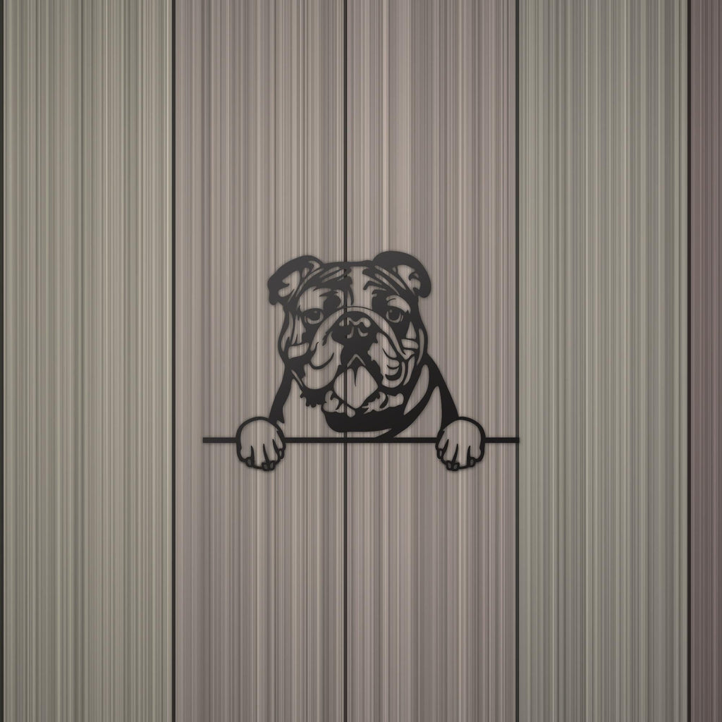 Bulldog Metal Wall Art Metal Dog Sign — detail view
